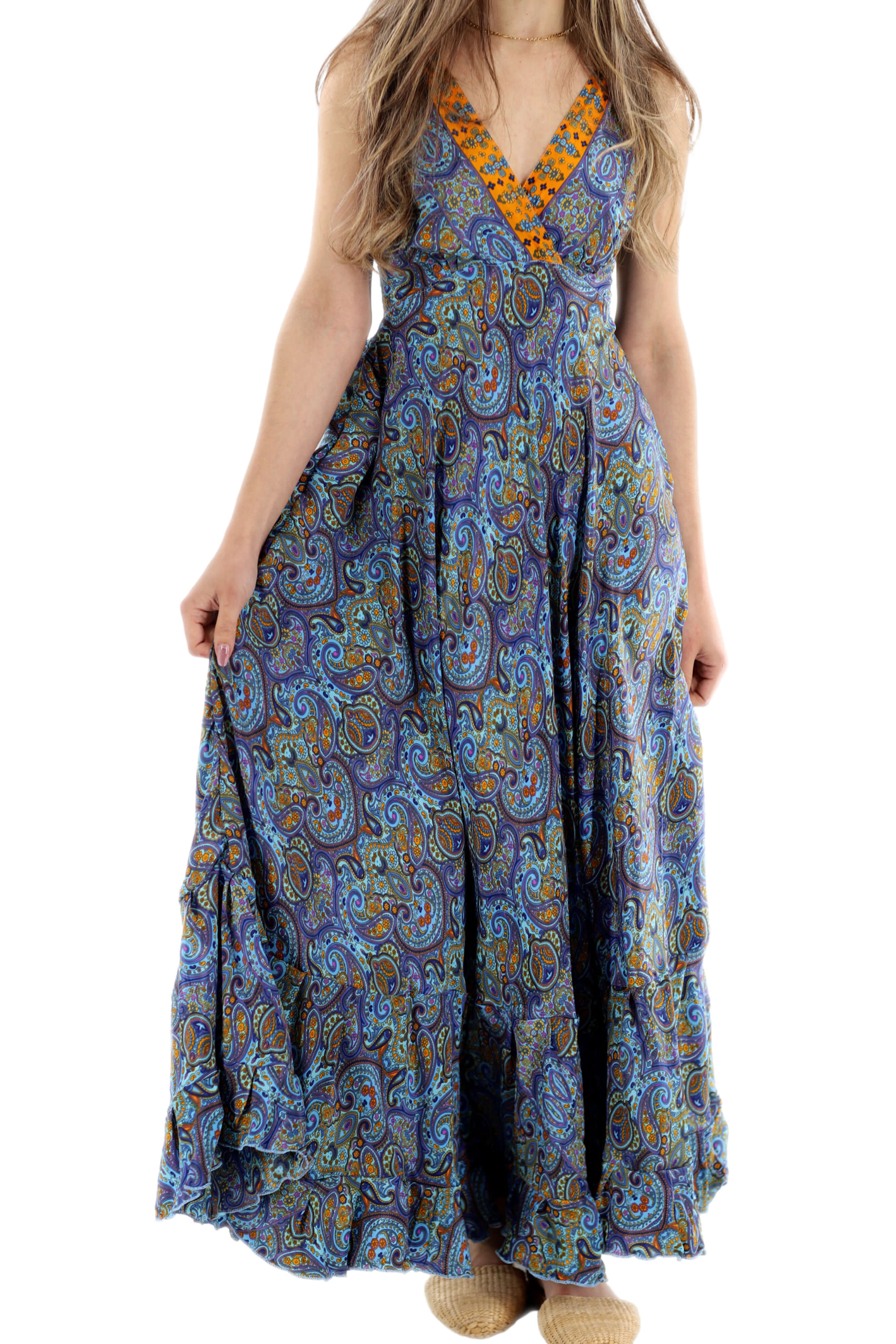 navy blue dress for baby girl Women Summer Dresses 2024 Spaghetti Straps Sleeveless Smocked Rickrack Trim  Boho Style Flowy Loose A-Line Midi Dress Red,S