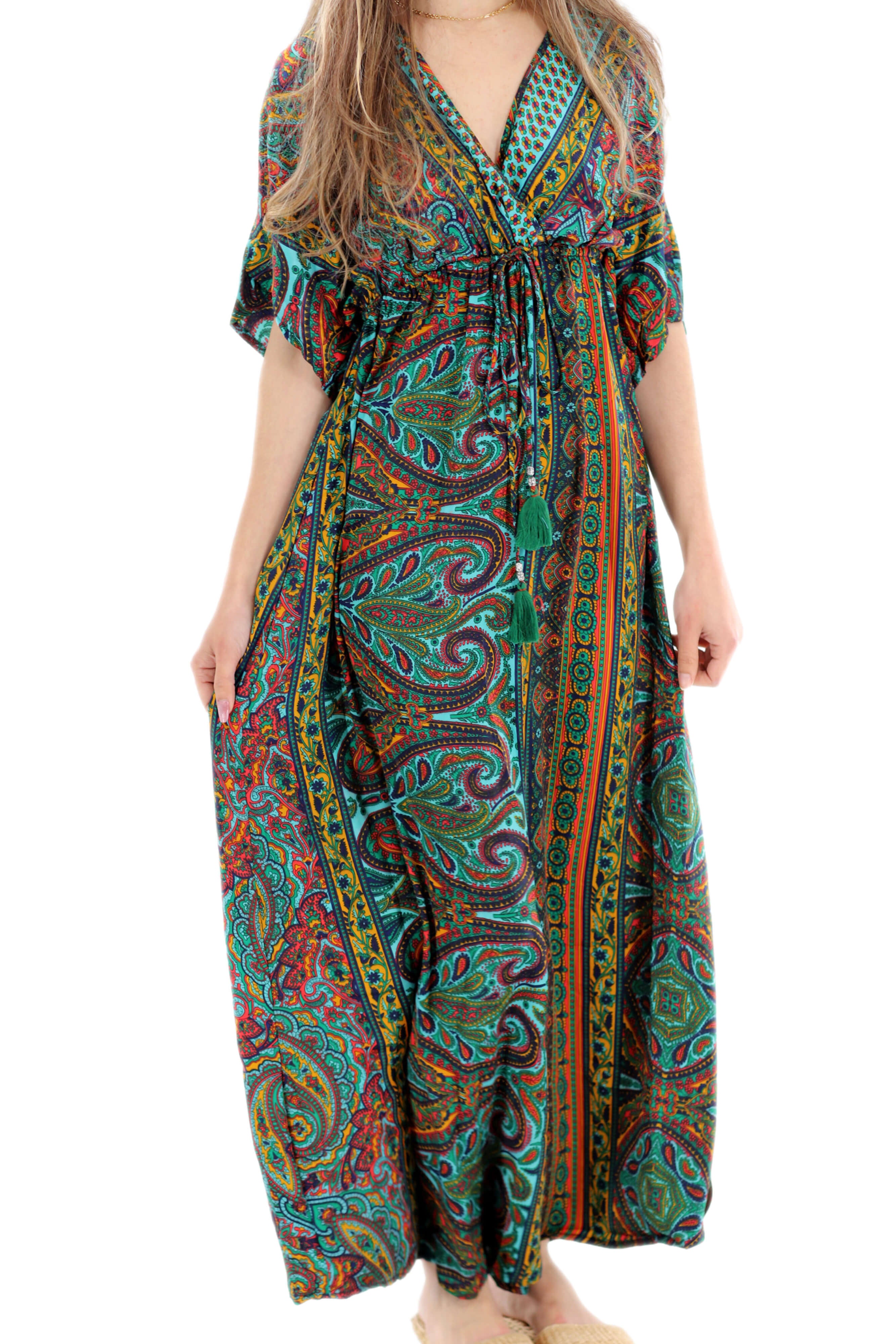 Long Flowy Floral 'Amalia' Maxi Dress in Green Medium / Green - Dresses - Women's Clothing & Accessories