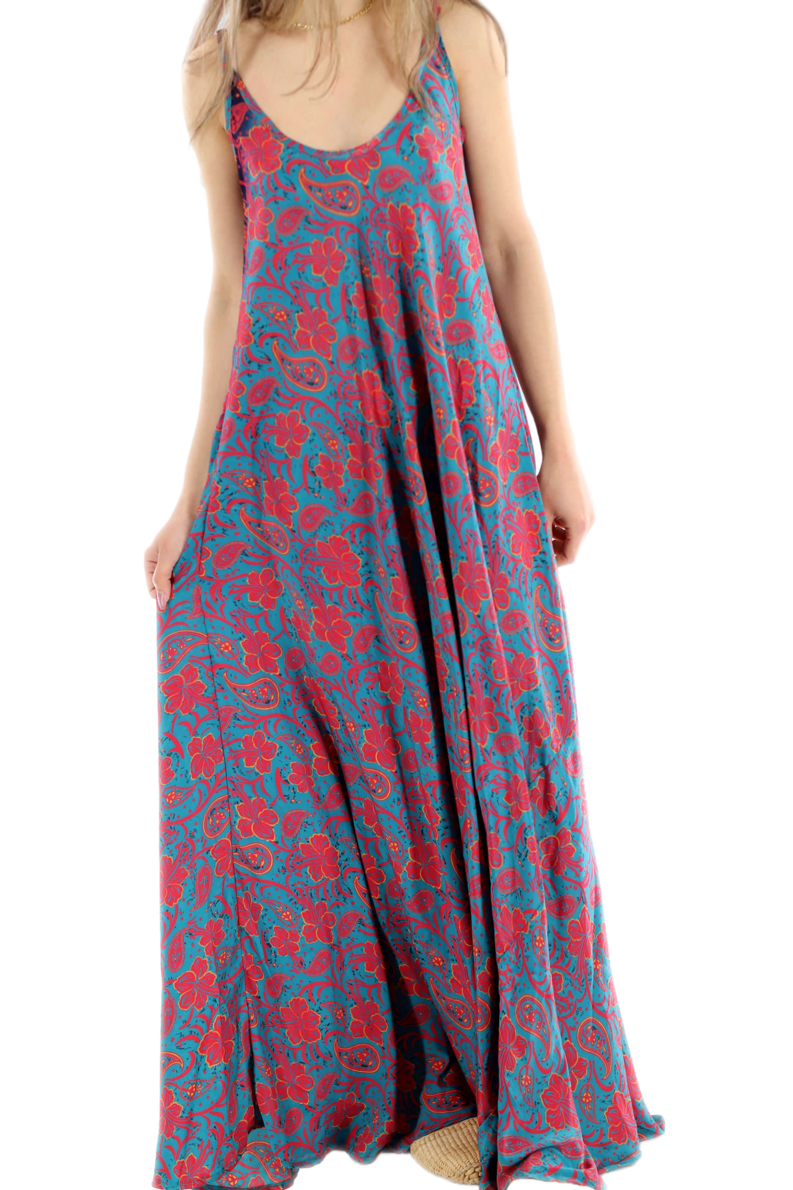 La Fiorentina Printed A-Line Maxi Dress in Blue at Nordstrom Rack, Size Large