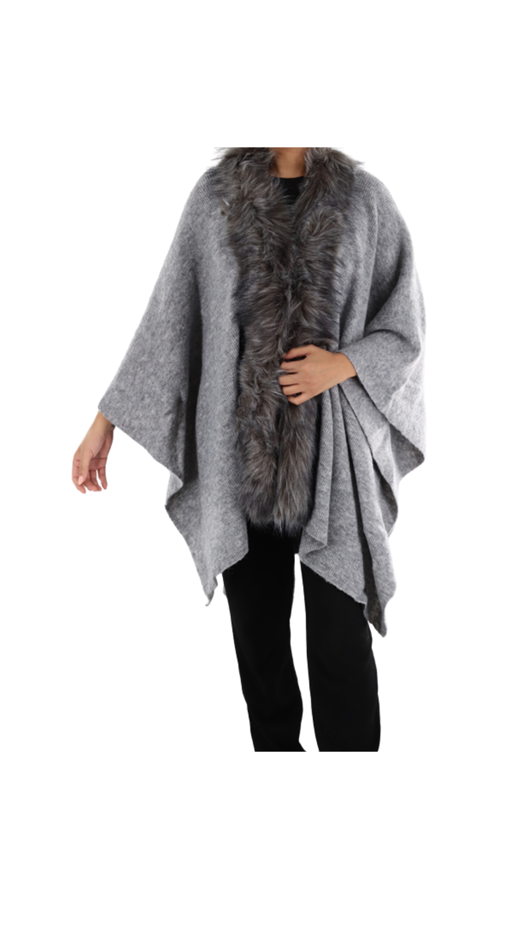 Wrap with faux fur trim – La Fiorentina