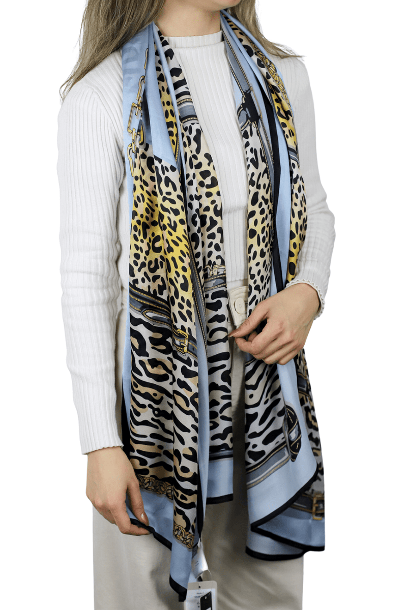 Soiea - Leopard Print Satin Neck Scarf