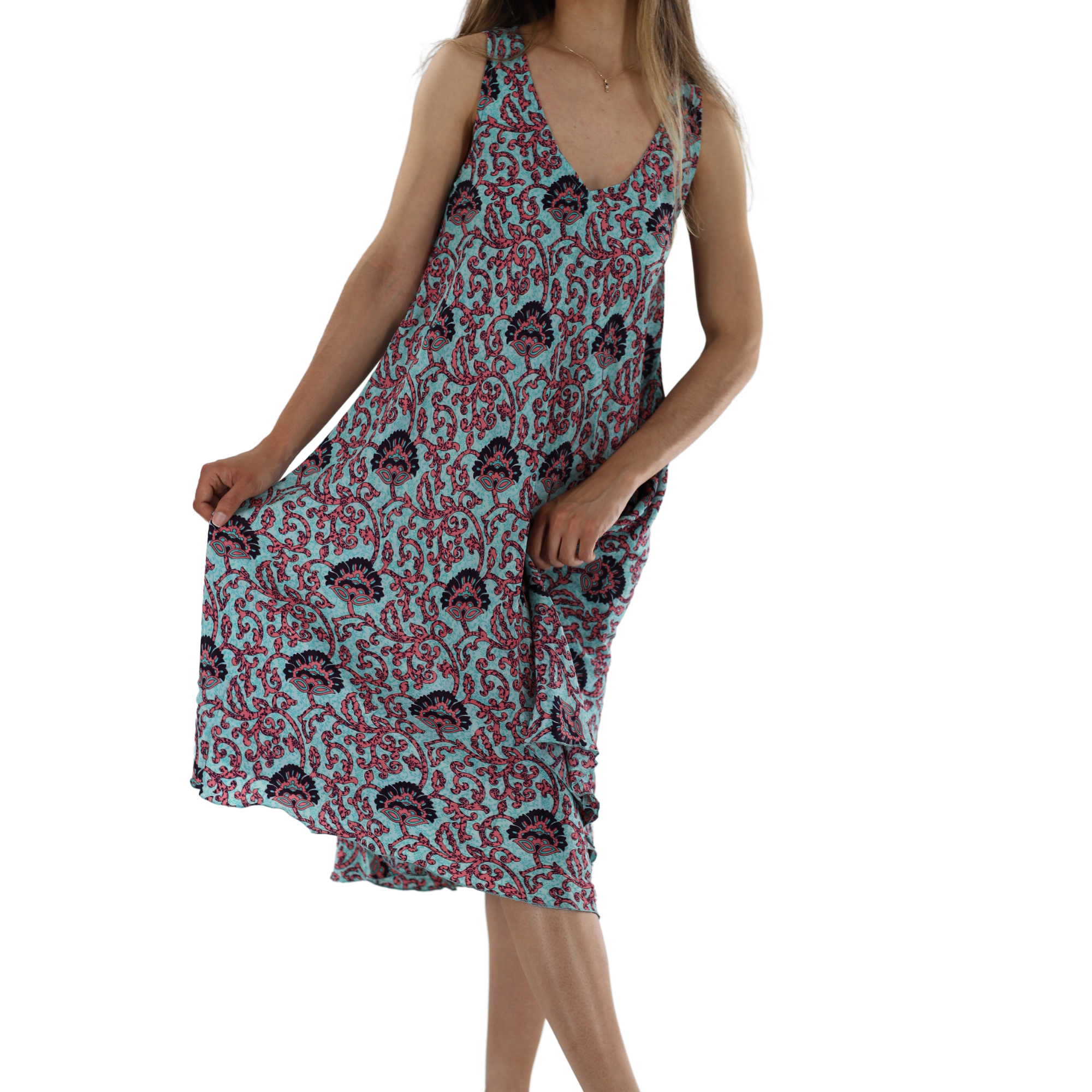 Mid Length 'Melissa' Flowy Dress Large / Blue/Summer - Dresses - Women's Clothing & Accessories - La Fiorentina Mid Length 'Melissa' Flowy Dress Large / Blue/Summer - Dresses - Women's Clothing & Accessories - La Fiorentina