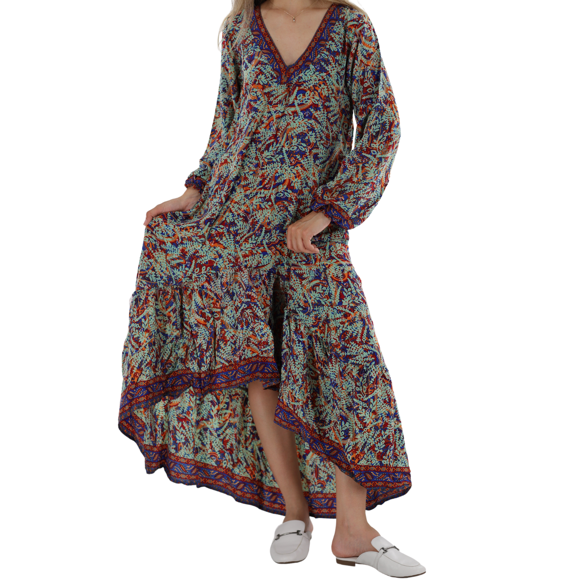 Flowy 'Viviana' Knee Length Maxi Dress La Fiorentina Flowy 'Viviana' Knee Length Maxi Dress La Fiorentina