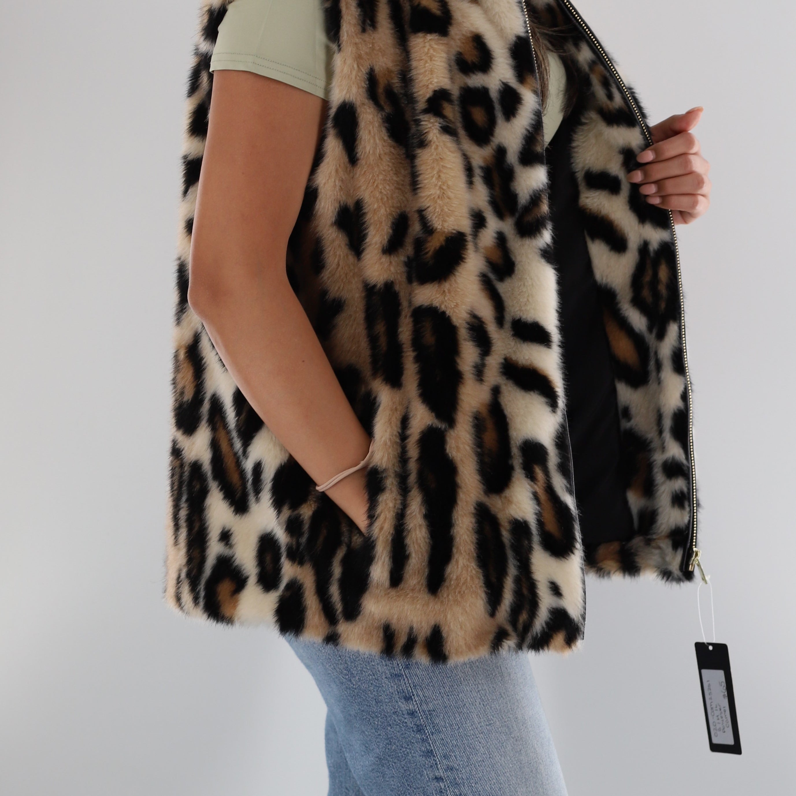 Faux Fur Animal Print Vest - Faux Fur Vest - La Fiorentina