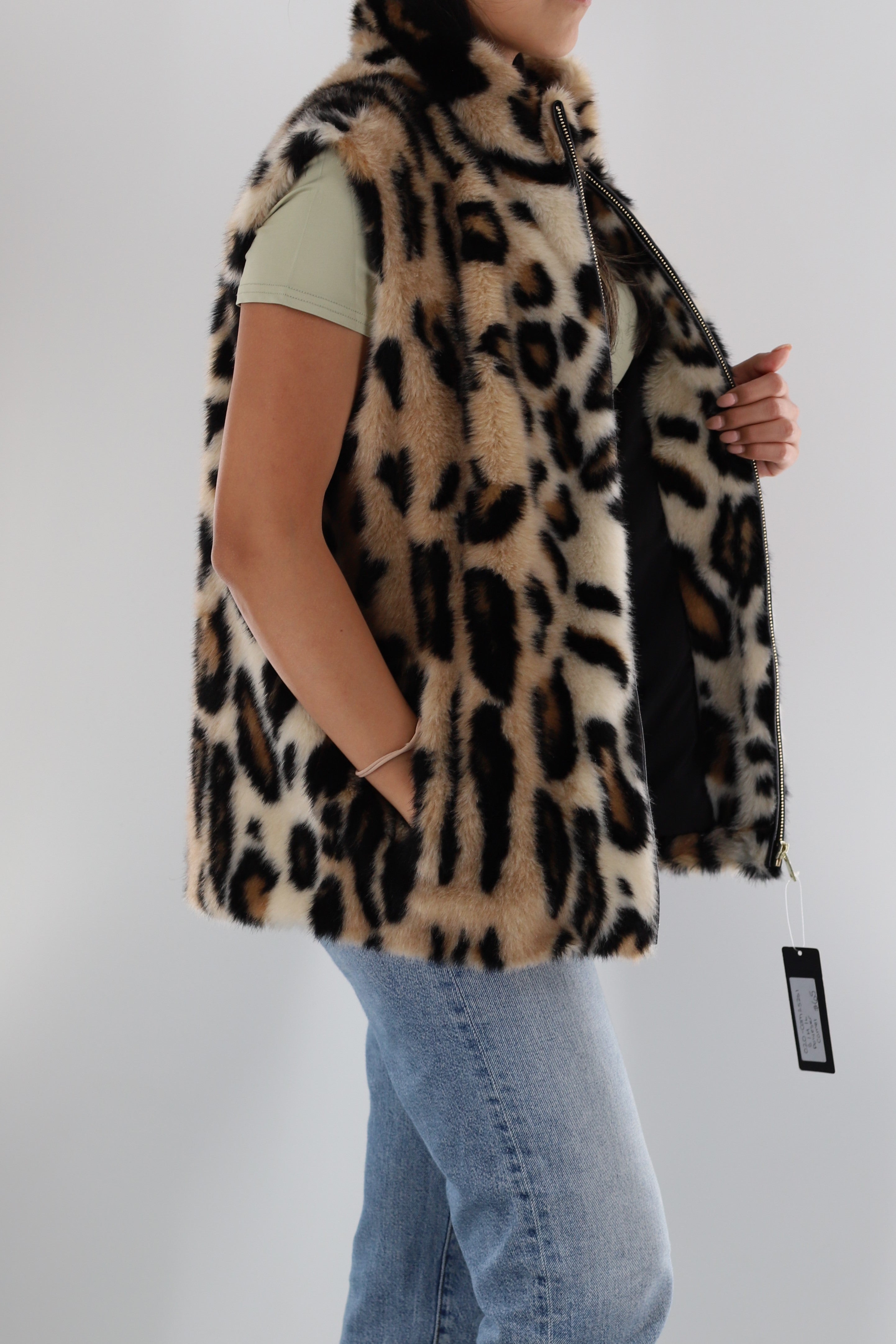 Faux Fur Animal Print Vest - Faux Fur Vest - La Fiorentina