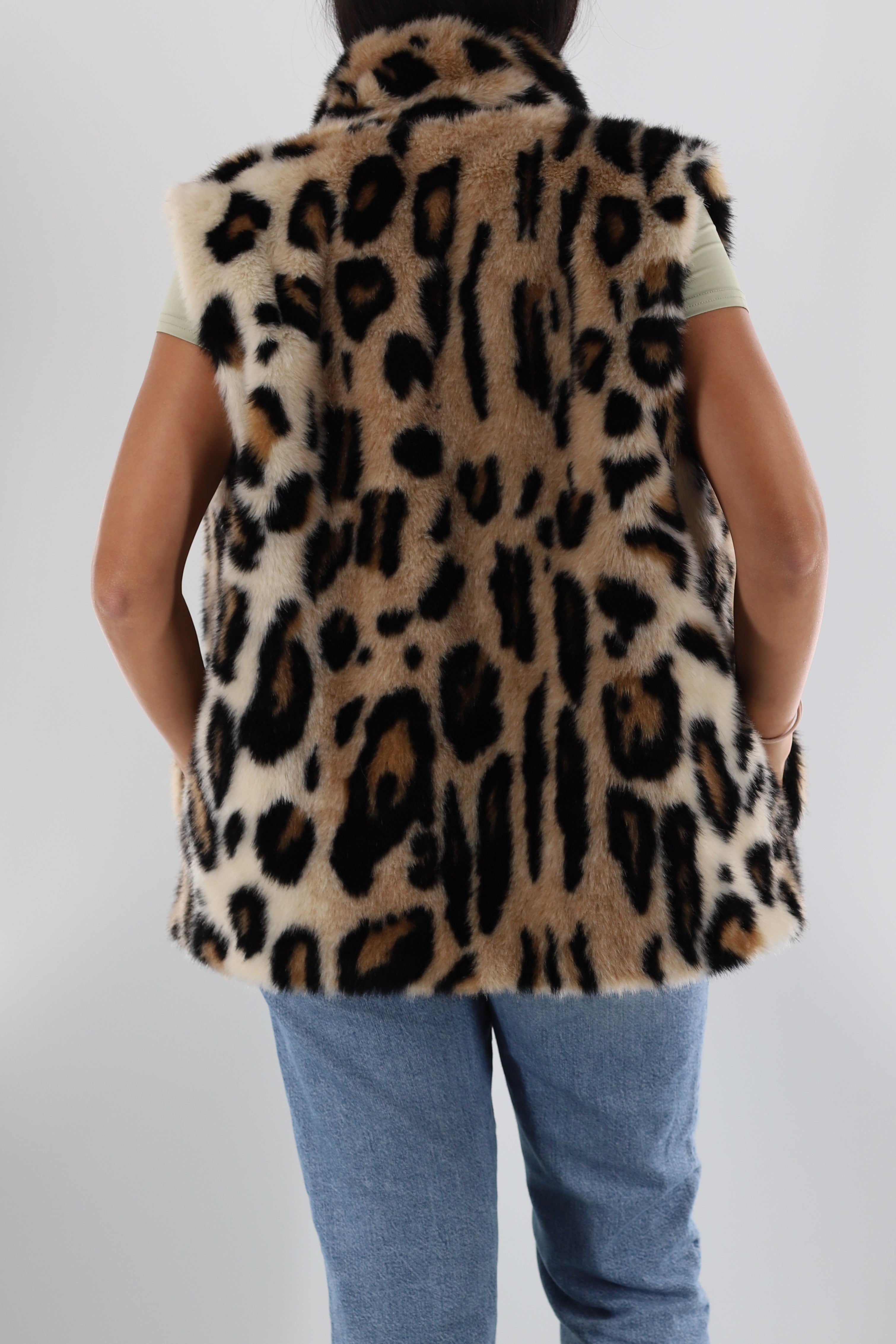 Faux Fur Animal Print Vest - Faux Fur Vest - La Fiorentina
