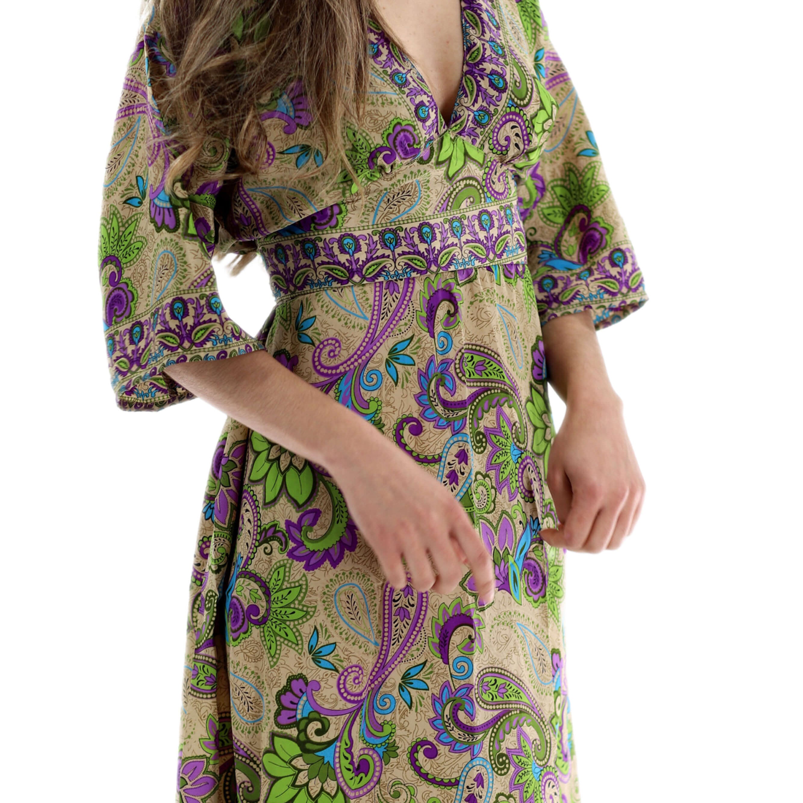 Green Paisley "Allegra" Above Knee Dress