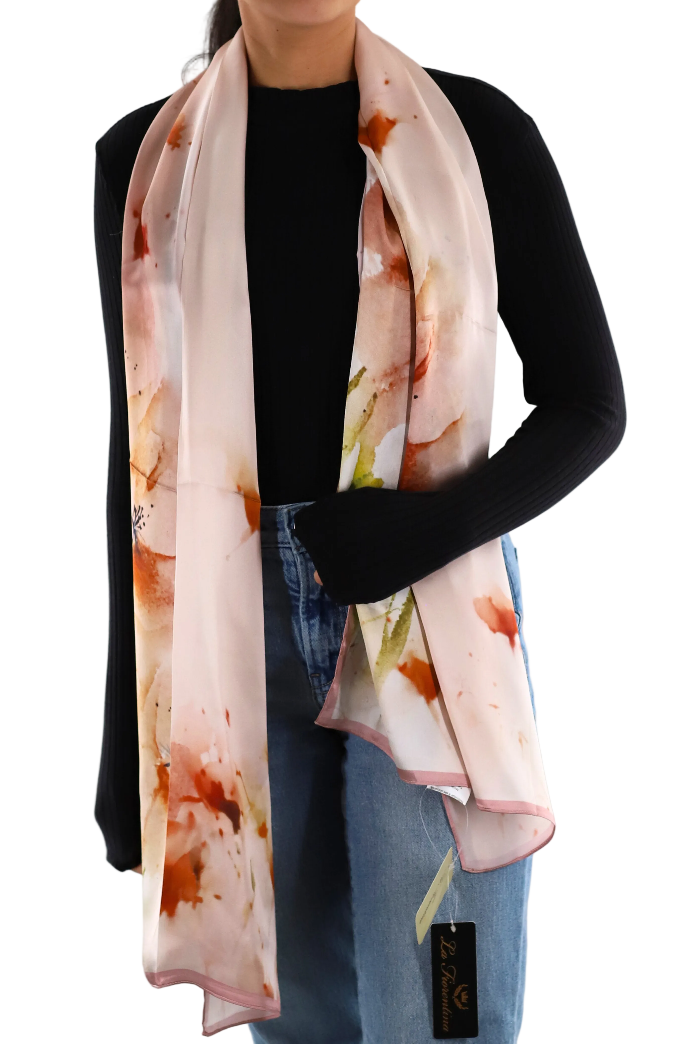 Floral Print Scarf - Silk Scarf - La Fiorentina