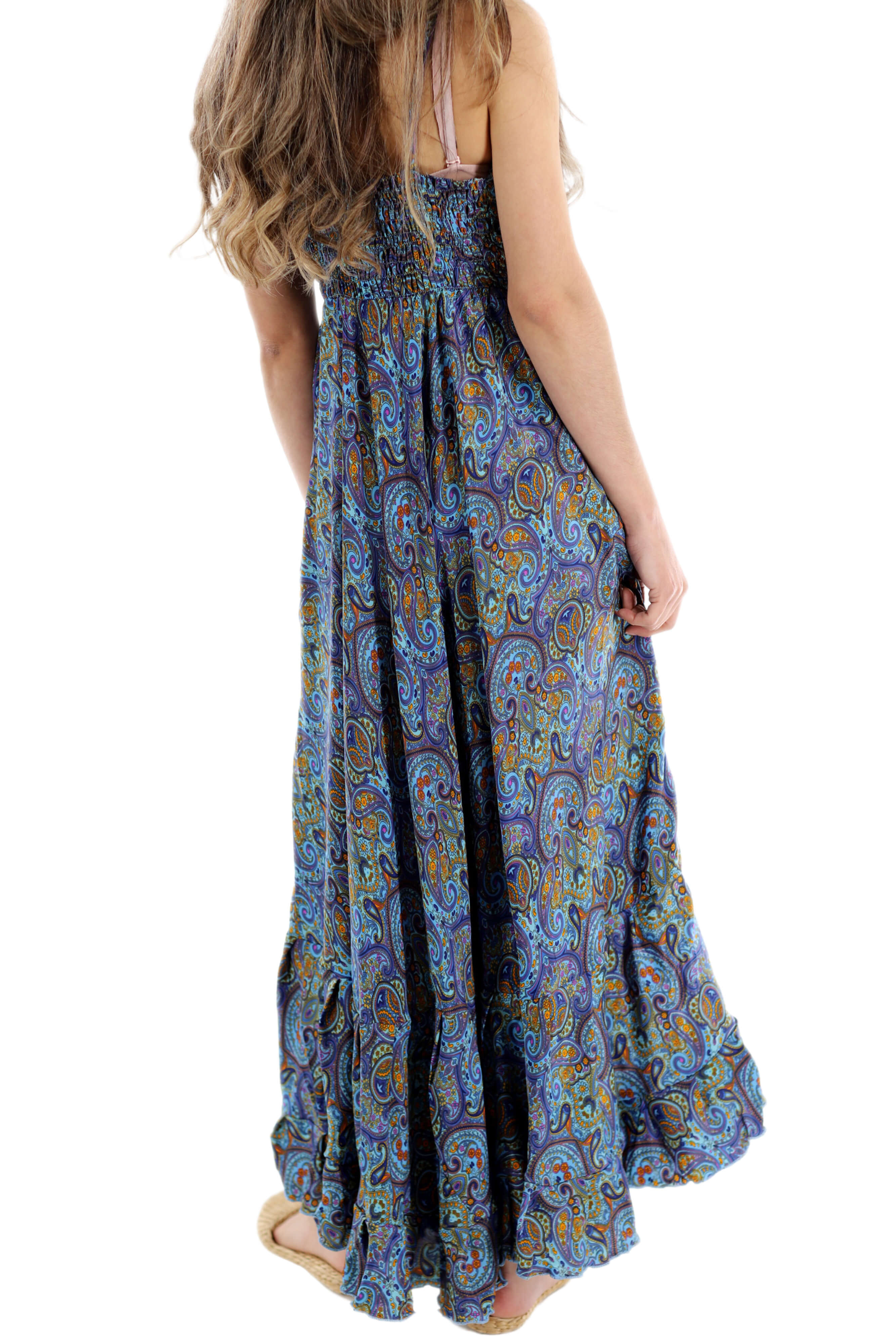 Flowy Long Laura 2024 Ver. V Neck Line Dress in Blue Medium / Blue - Dresses - Women's Clothing & Accessories - La Fiorentina Flowy Long Laura 2024 Ver. V Neck Line Dress in Blue Medium / Blue - Dresses - Women's Clothing & Accessories - La Fiorentina