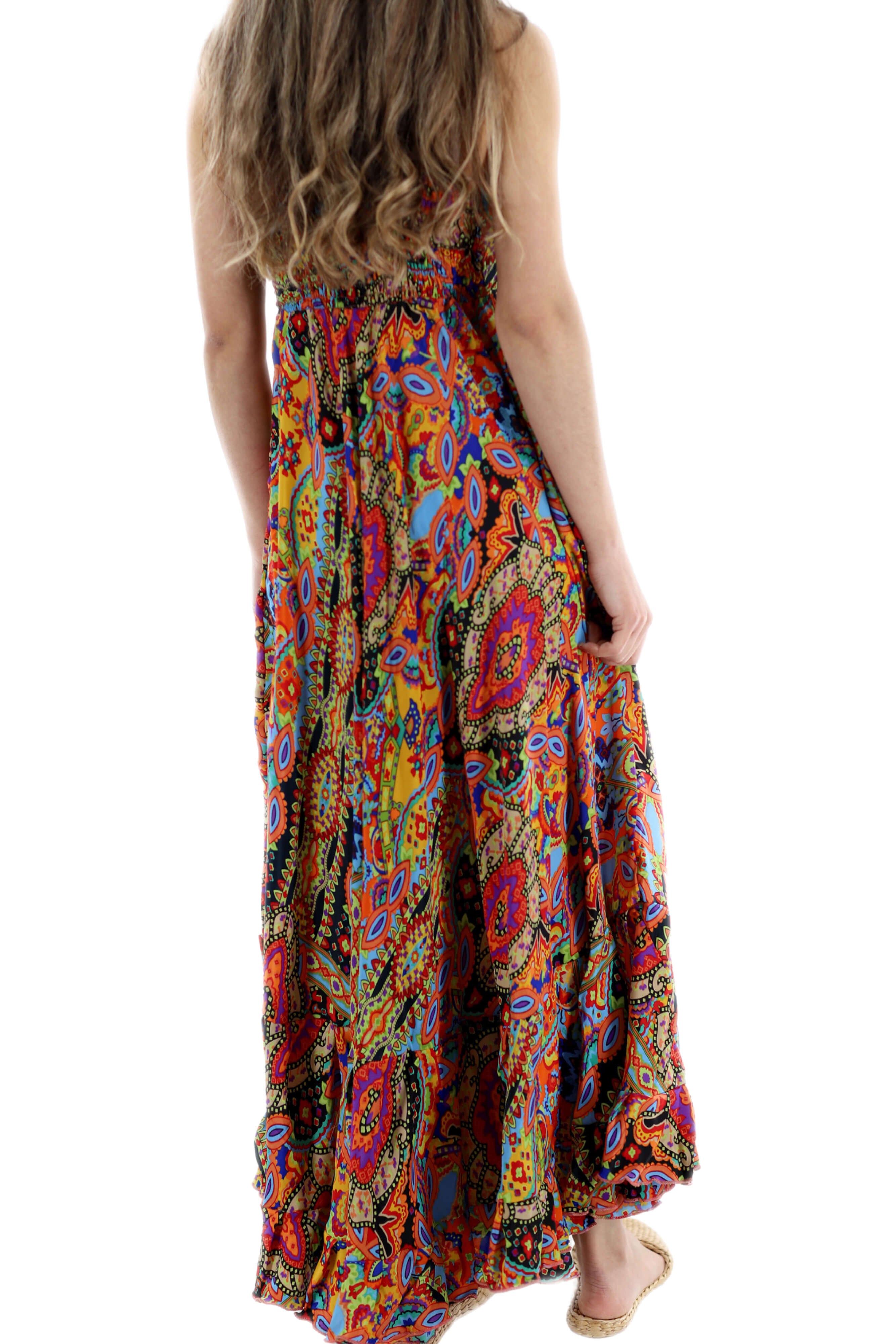 Flowy Long "Laura" 2024 Ver. V Neck Line Dress in Multi