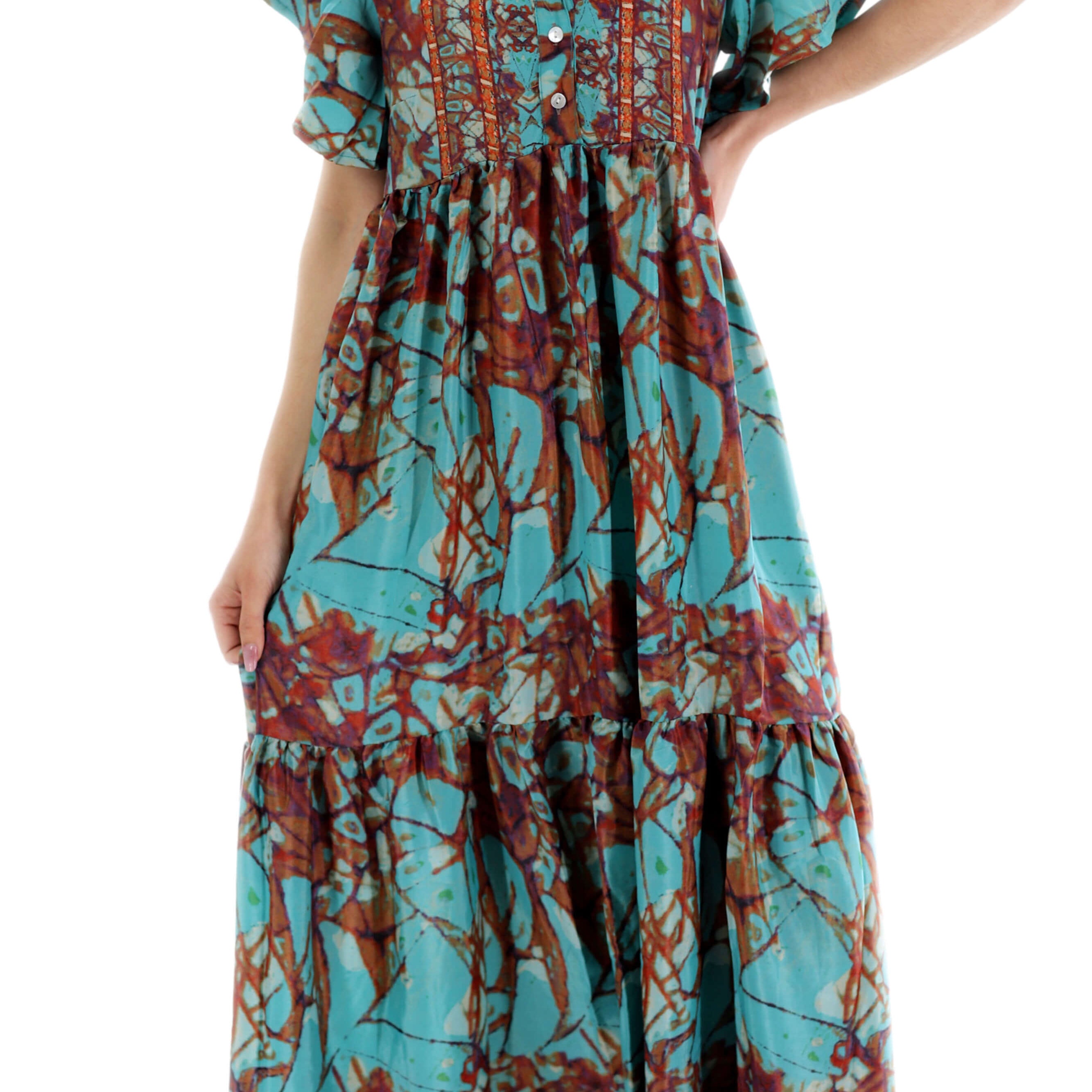 Long Flowy Floral 'Sienna' Maxi Dress in Teal