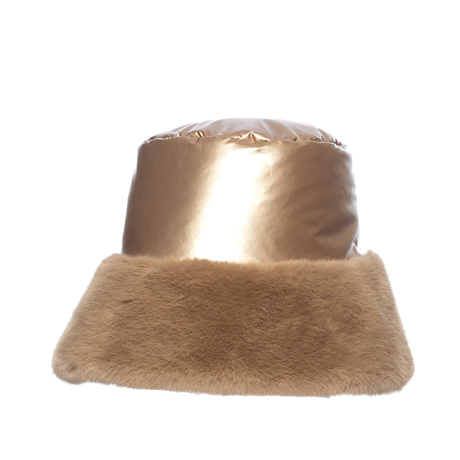 Metallic Bucket Hat with Faux Fur- DJIT-M-H2501 - Hats - La Fiorentina