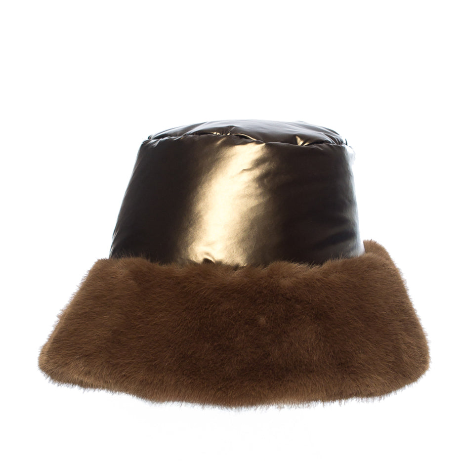 Metallic Bucket Hat with Faux Fur- DJIT-M-H2501 - Hats - La Fiorentina