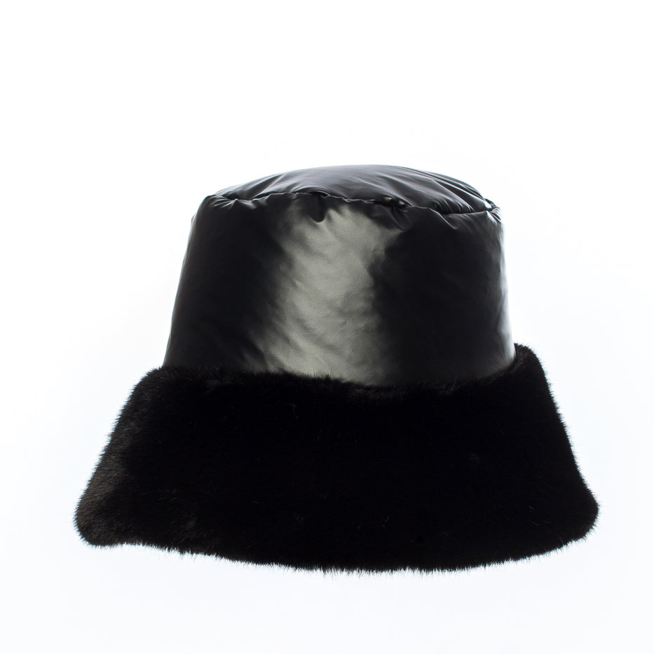 Metallic Bucket Hat with Faux Fur- DJIT-M-H2501 - Hats - La Fiorentina