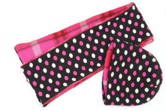 2 PC SET. Reversible hat and scarf with plaid and dot print - Set - La Fiorentina '92401