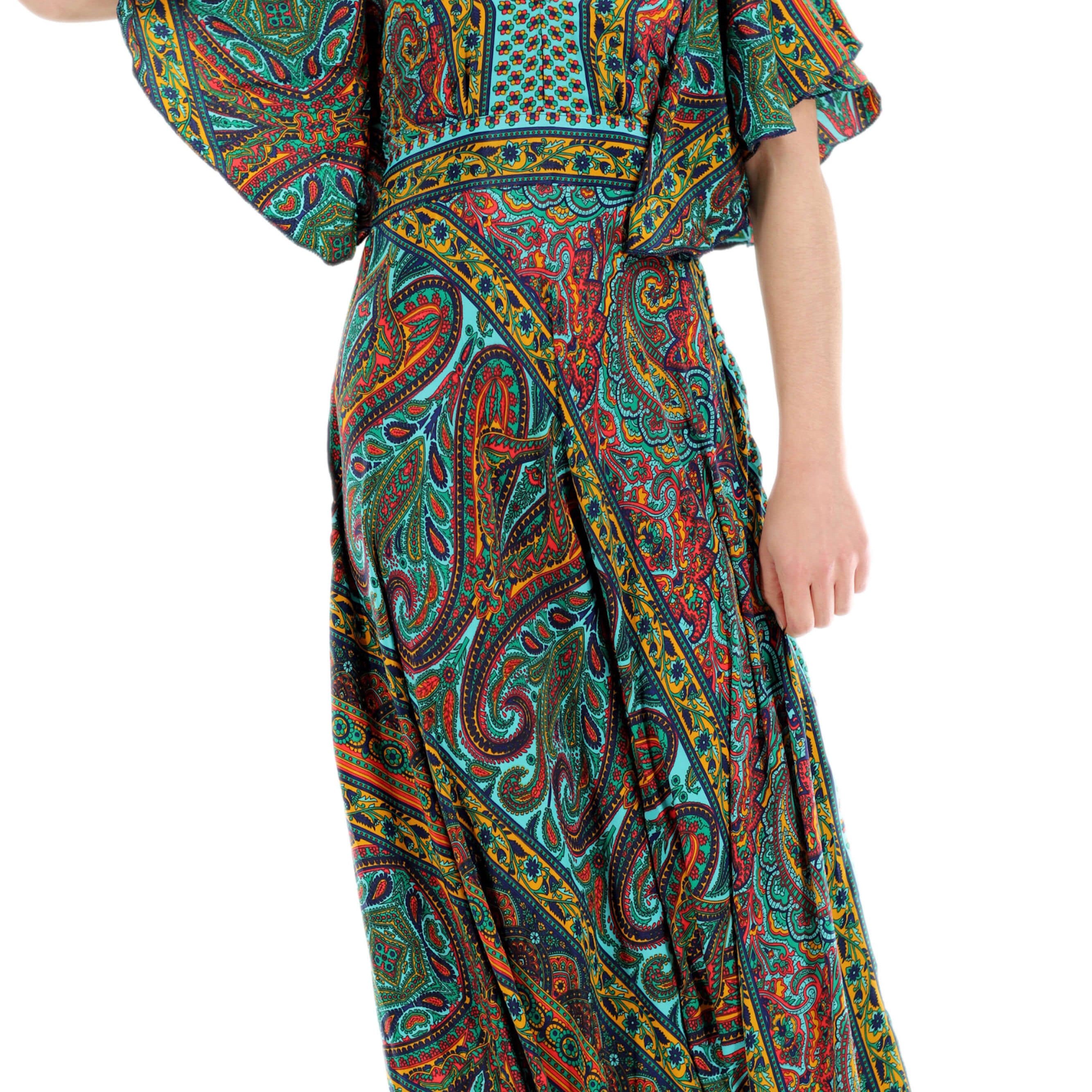 Long Flowy Floral 'Cara' Maxi Dress in Green