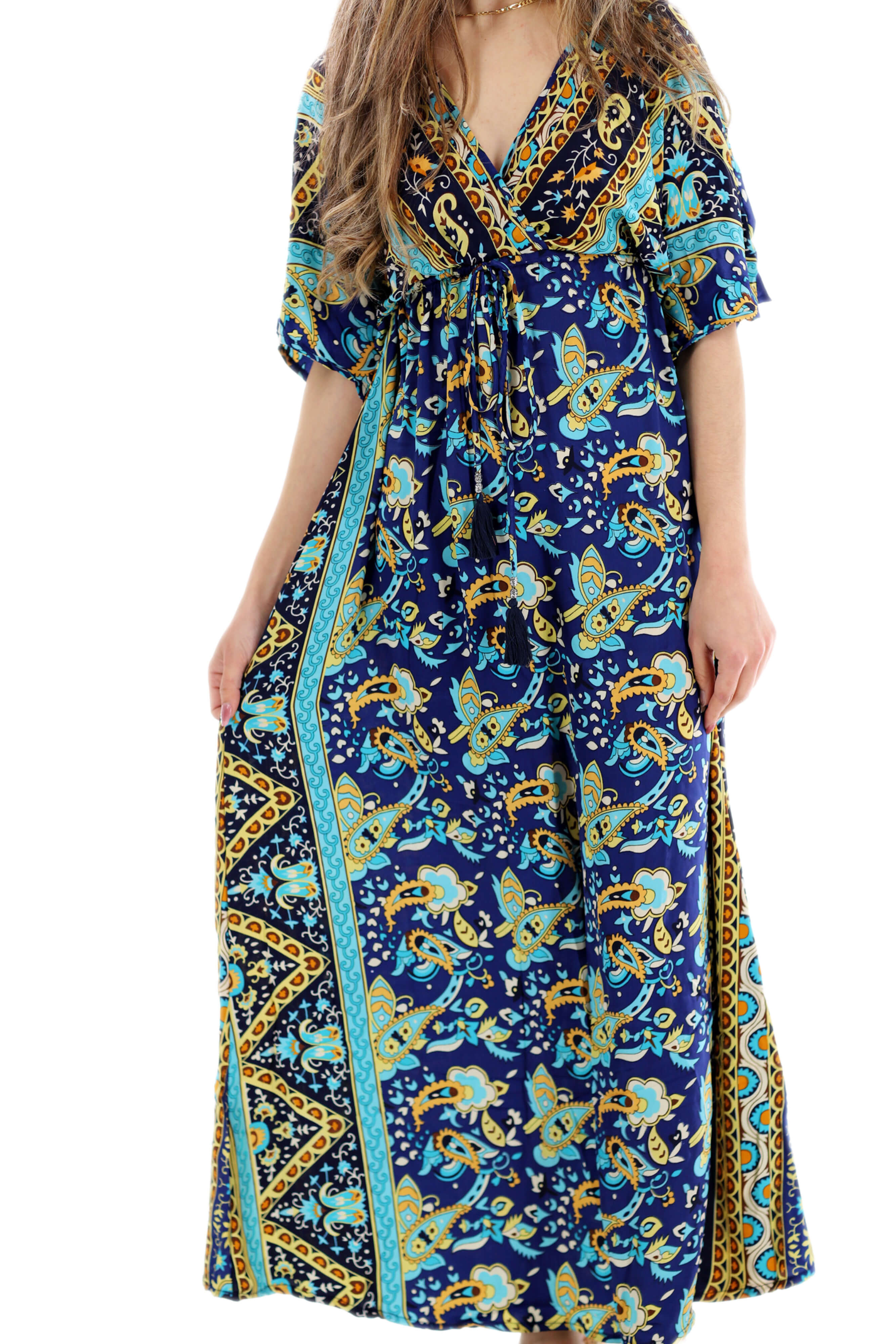 Long Flowy Floral 'Amalia' Maxi Dress in Blue Medium / Blue - Dresses - Women's Clothing & Accessories - La Fiorentina Long Flowy Floral 'Amalia' Maxi Dress in Blue Medium / Blue - Dresses - Women's Clothing & Accessories - La Fiorentina