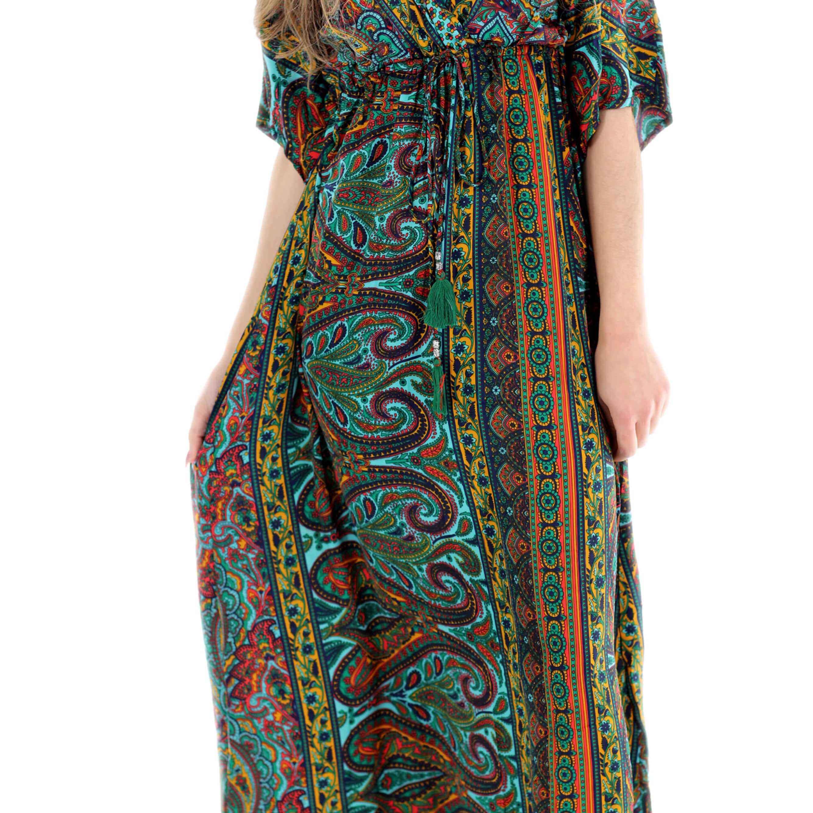 Long Flowy Floral 'Amalia' Maxi Dress in Green