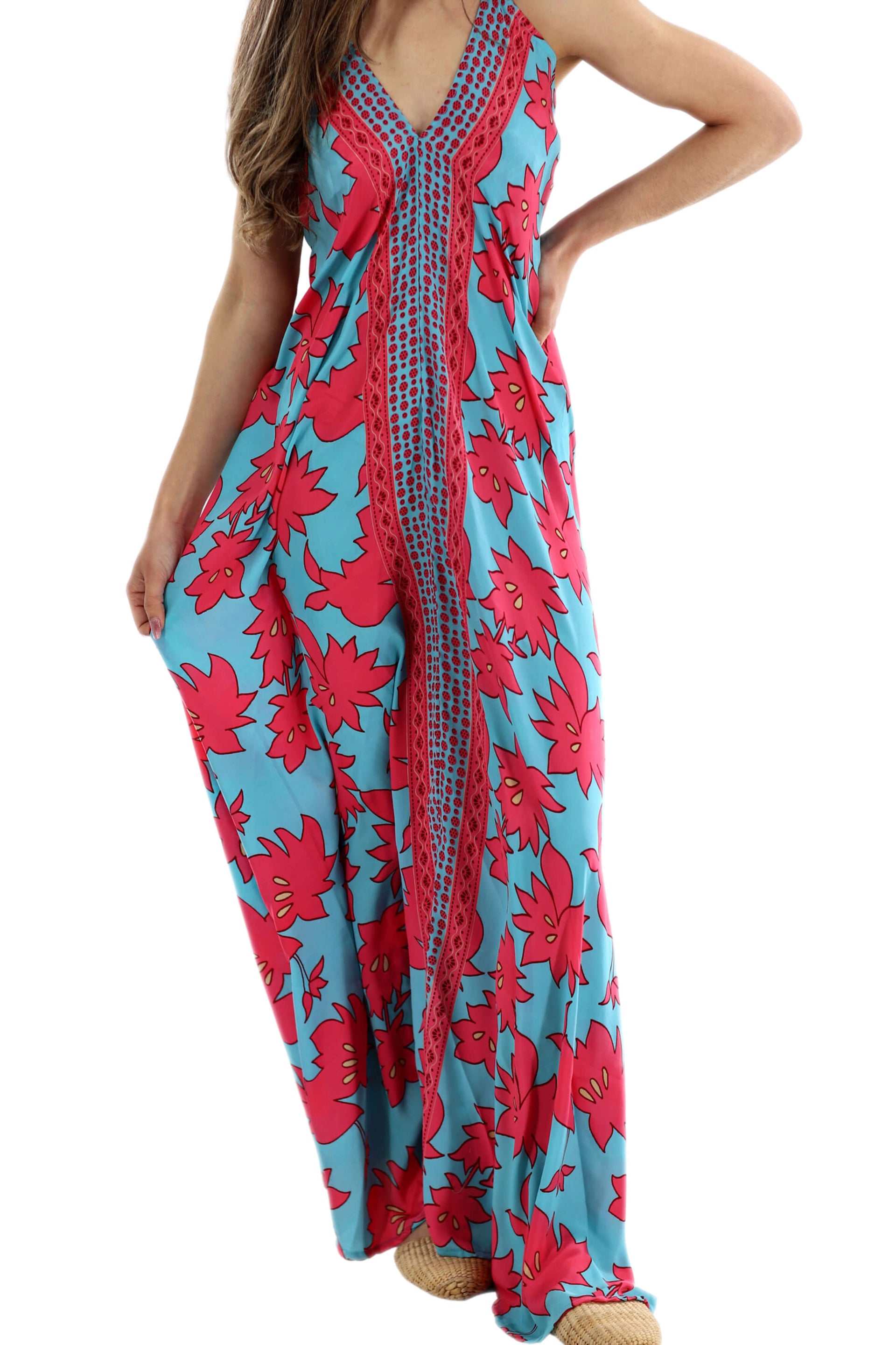 Long Flowy Floral 'Francesca' Maxi Dress in Pink, Small / Pink - Dresses - Women's Clothing & Accessories