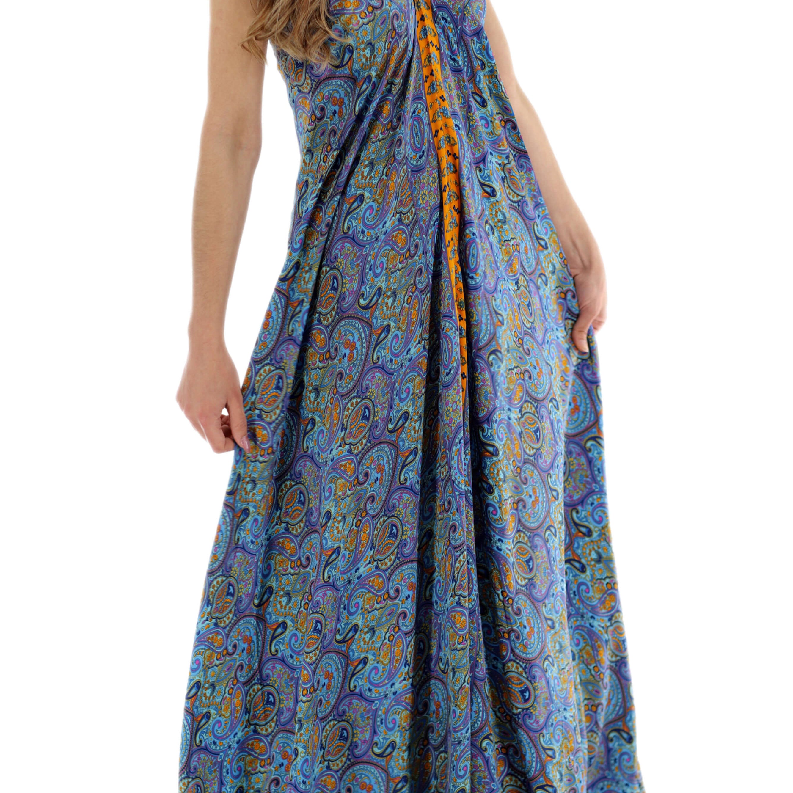 Long Flowy Floral 'Francesca' Maxi Dress in Blue