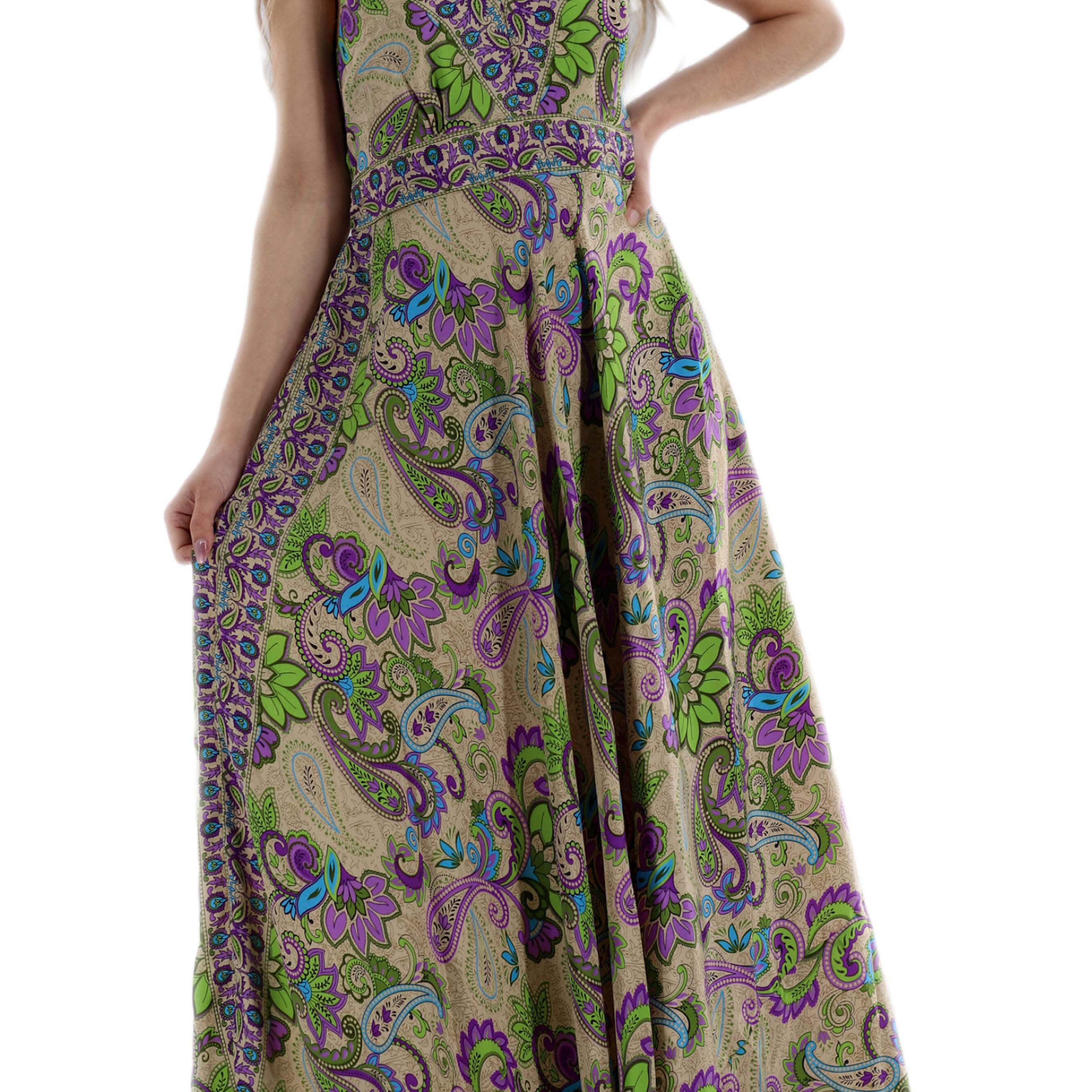 Long Flowy Floral "Ariana" 2024 Ver. Maxi Dress in Green