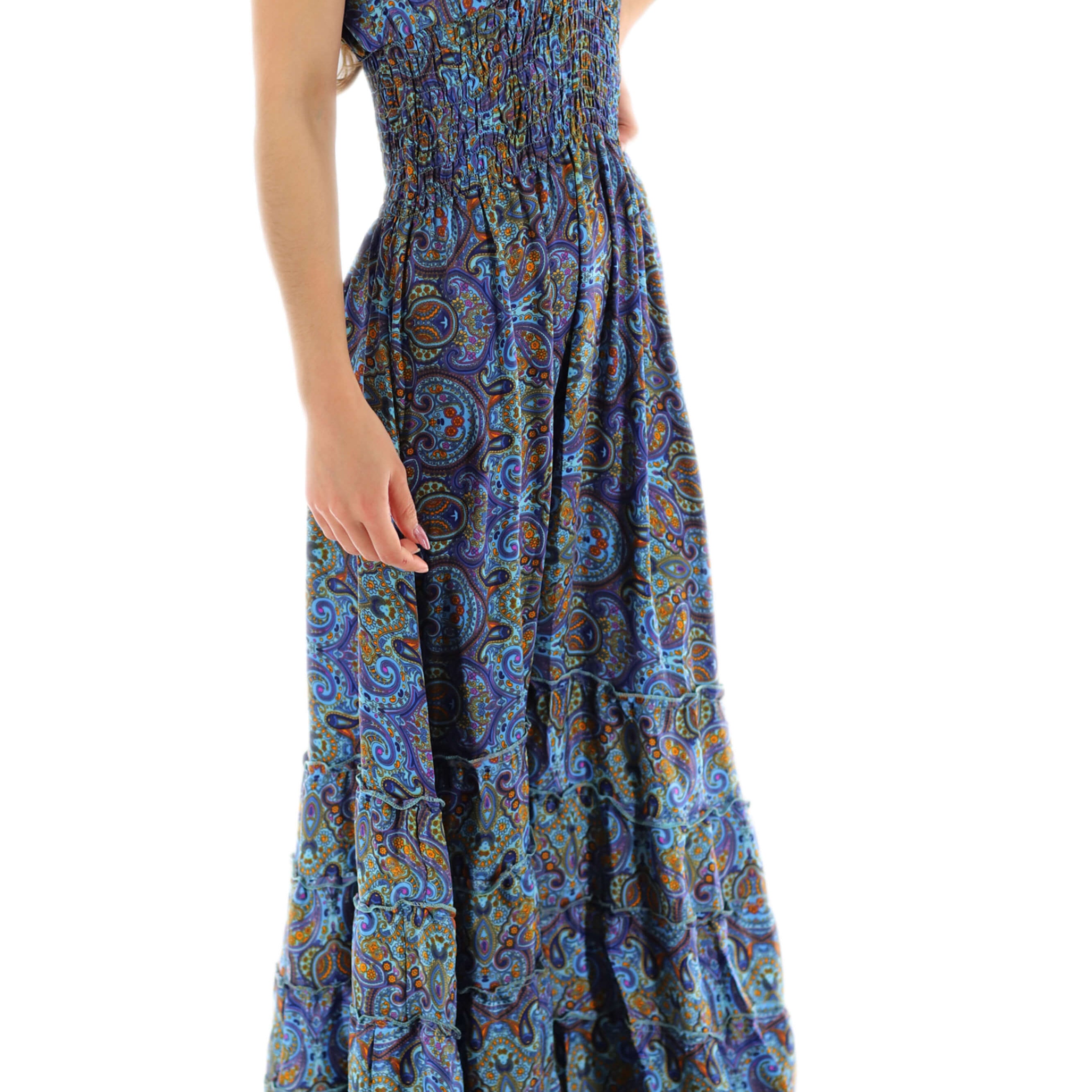 Long Flowy Floral 'Donna' (2024) Maxi Dress in Blue