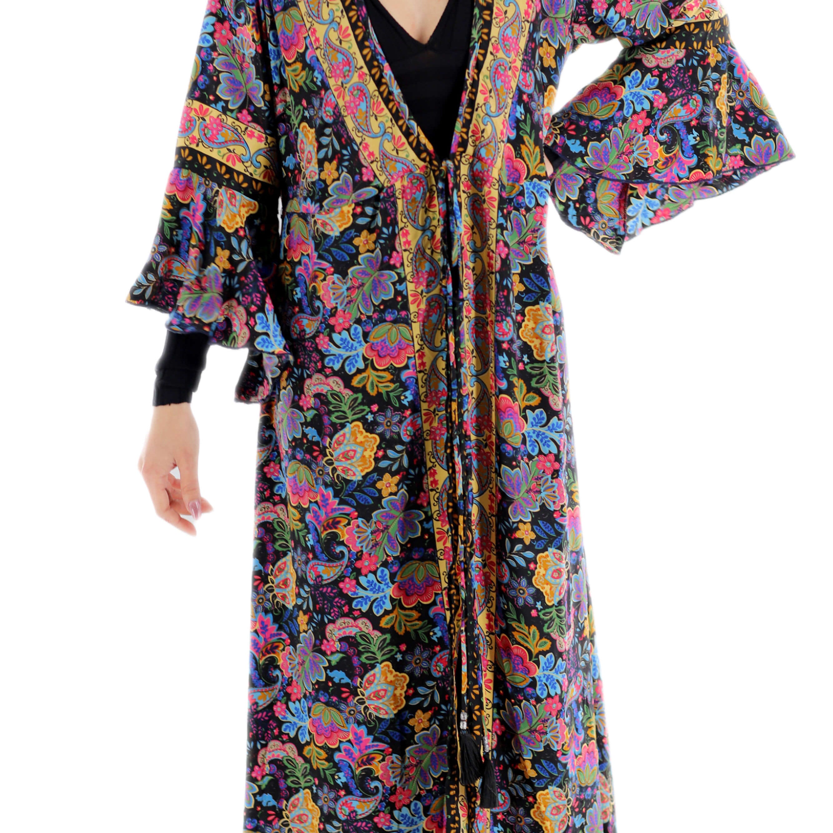 Flowy "Adriana" Maxi Dress Black Multi