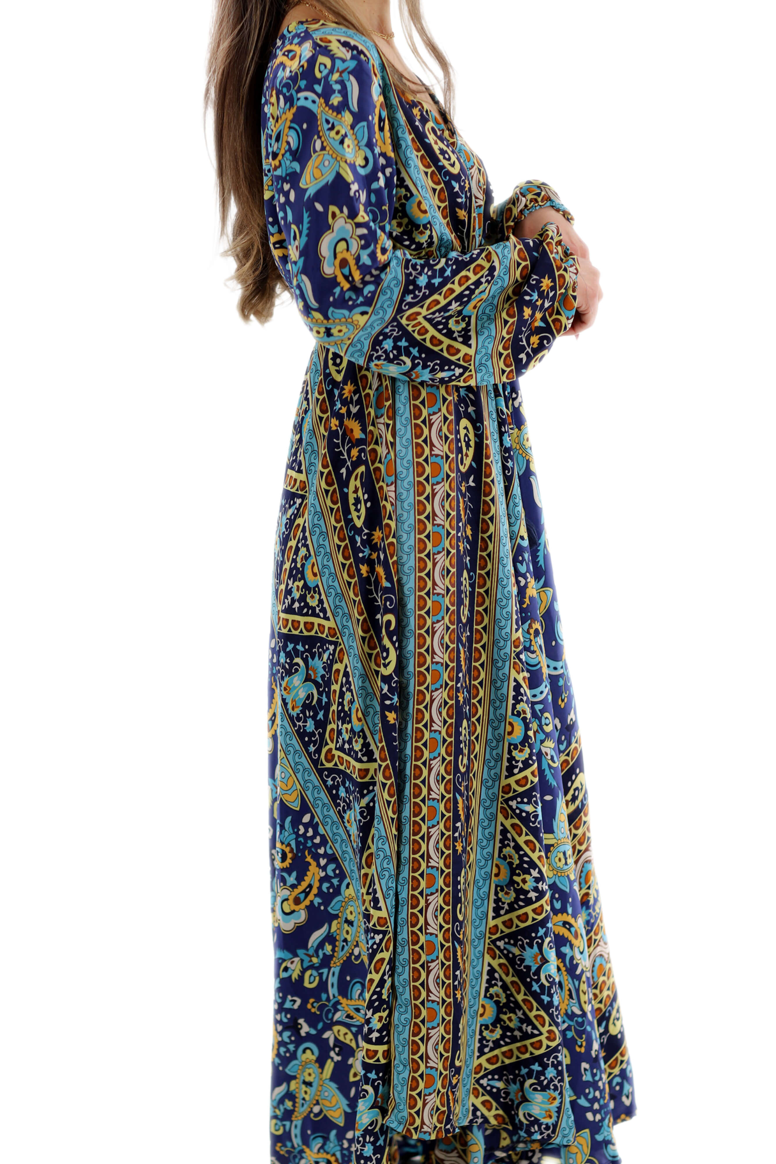 Long Flowy Floral 'Emilia' Maxi Dress - Blue (2024)