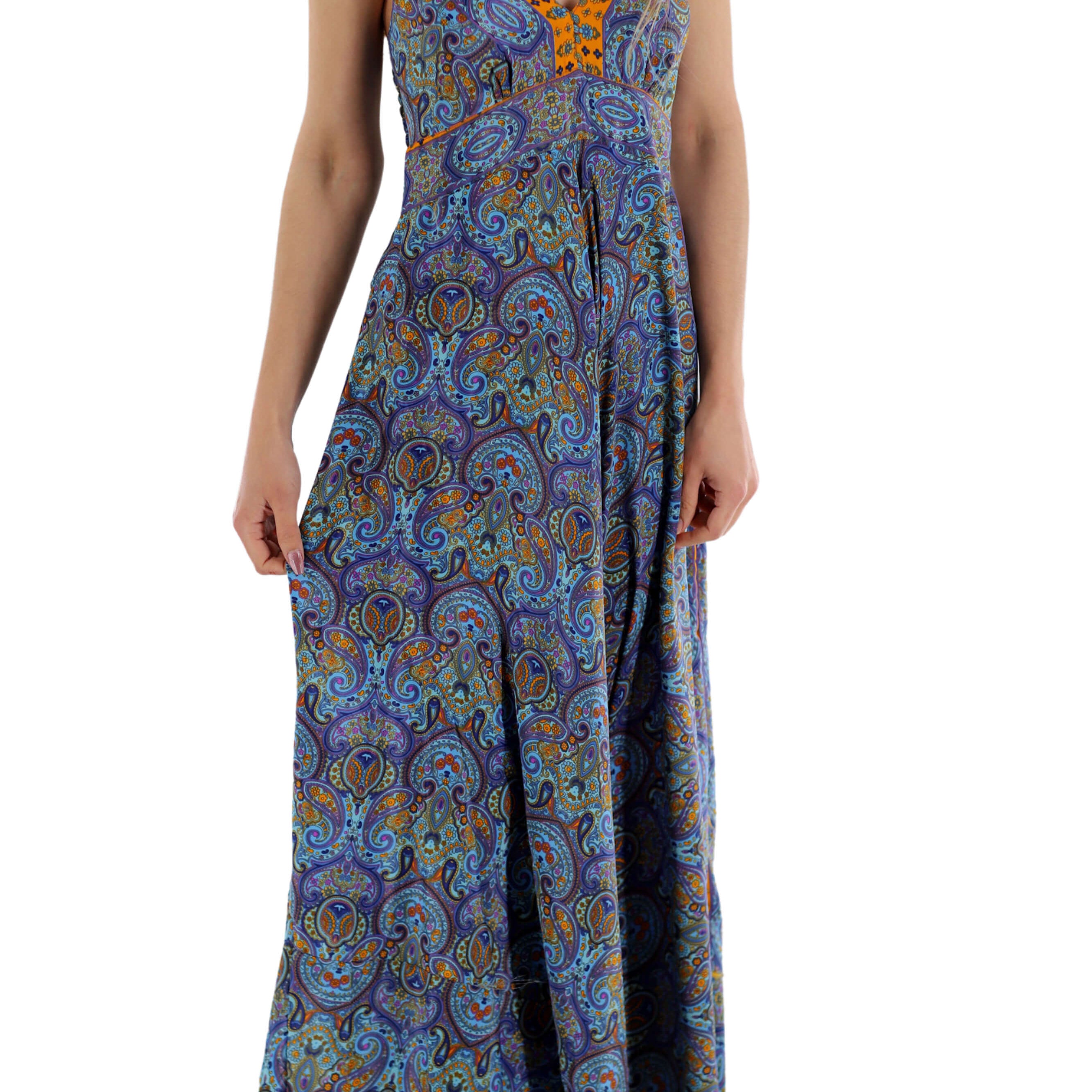 Long Flowy Floral "Romina" Maxi dress in Blue
