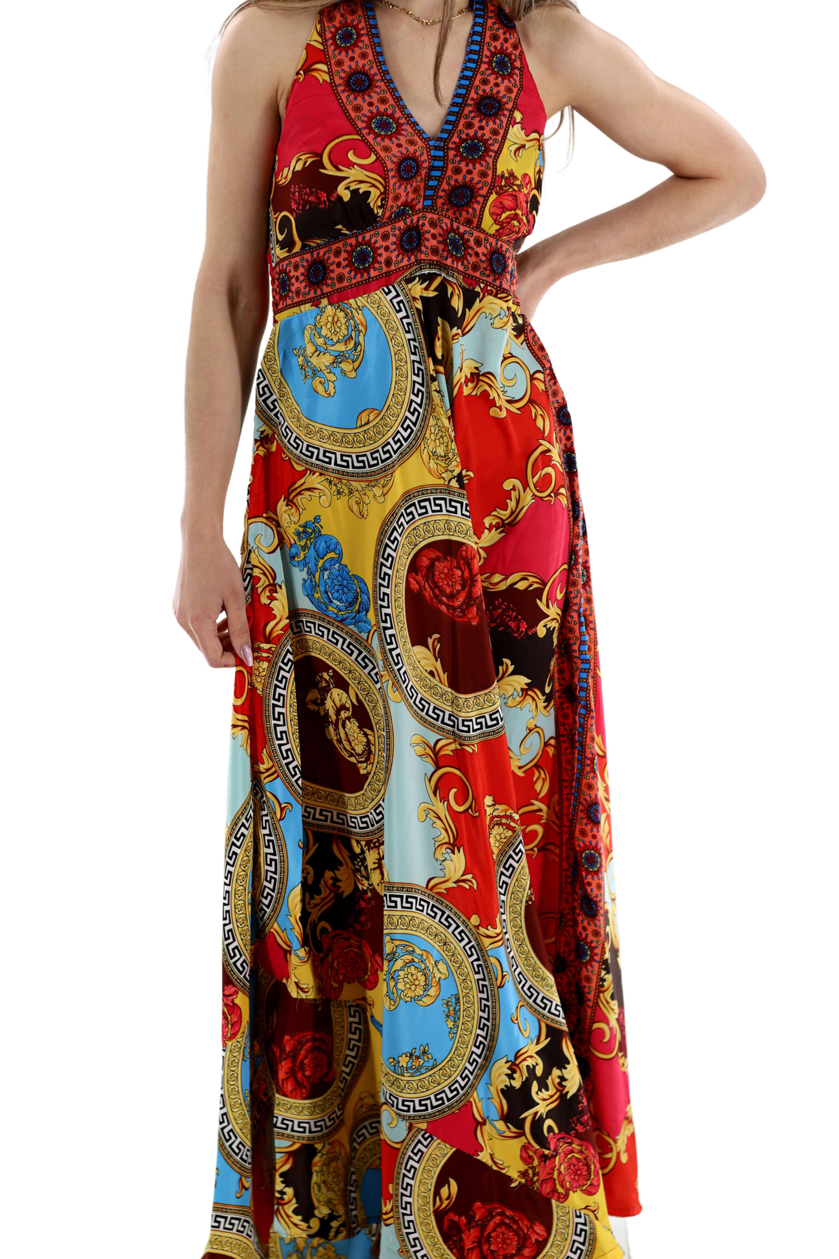 Long Flowy Floral "Romina" Max dress in Yellow