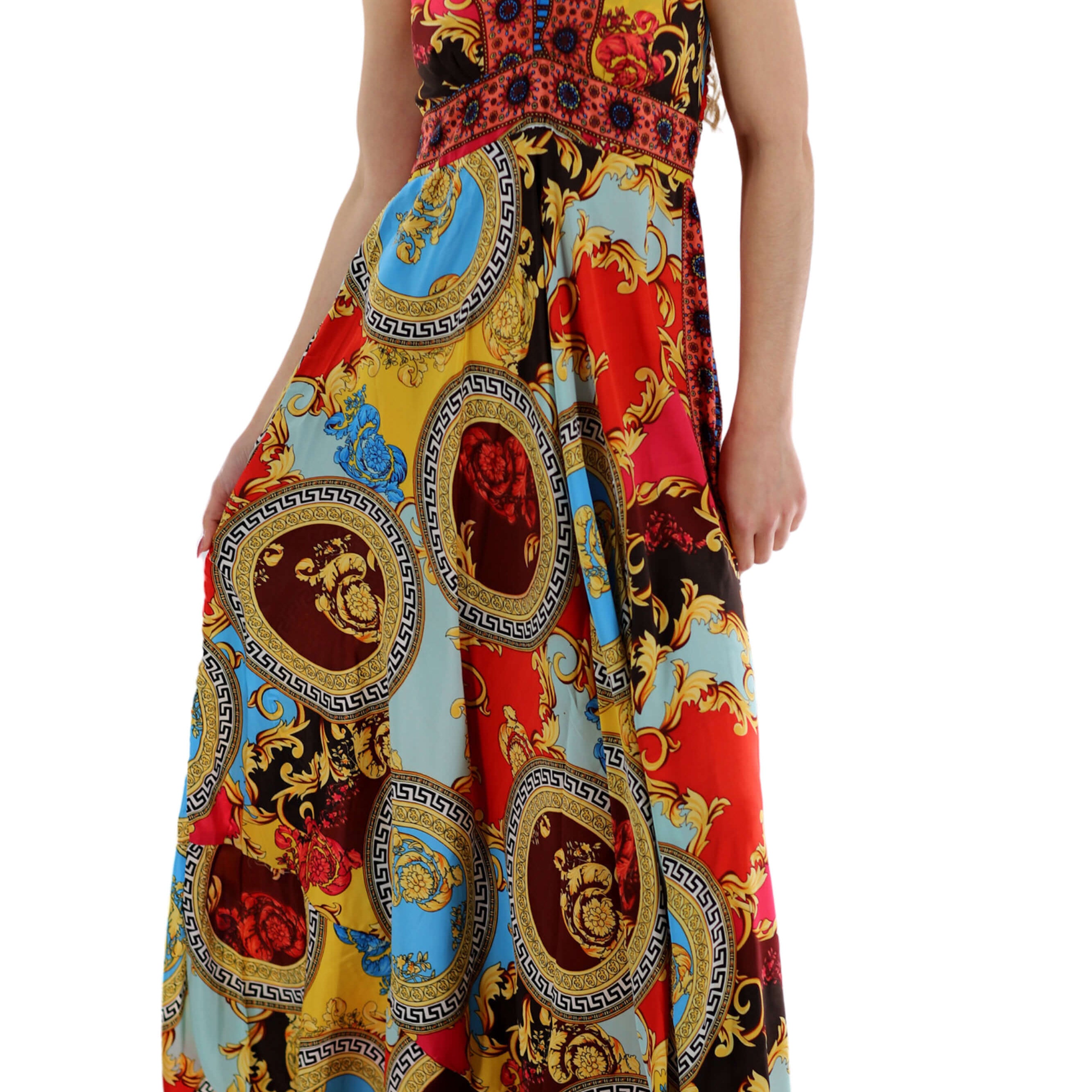 Long Flowy Floral "Romina" Max dress in Yellow