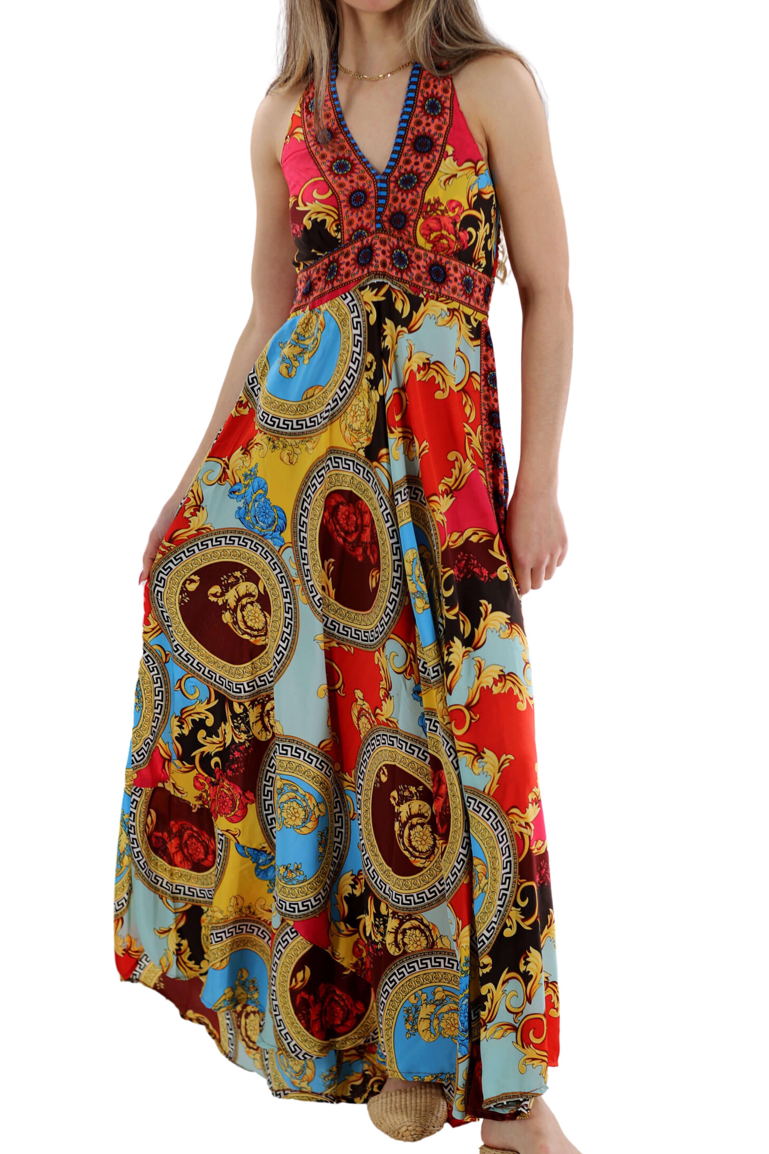 Long Flowy Floral "Romina" Max dress in Yellow