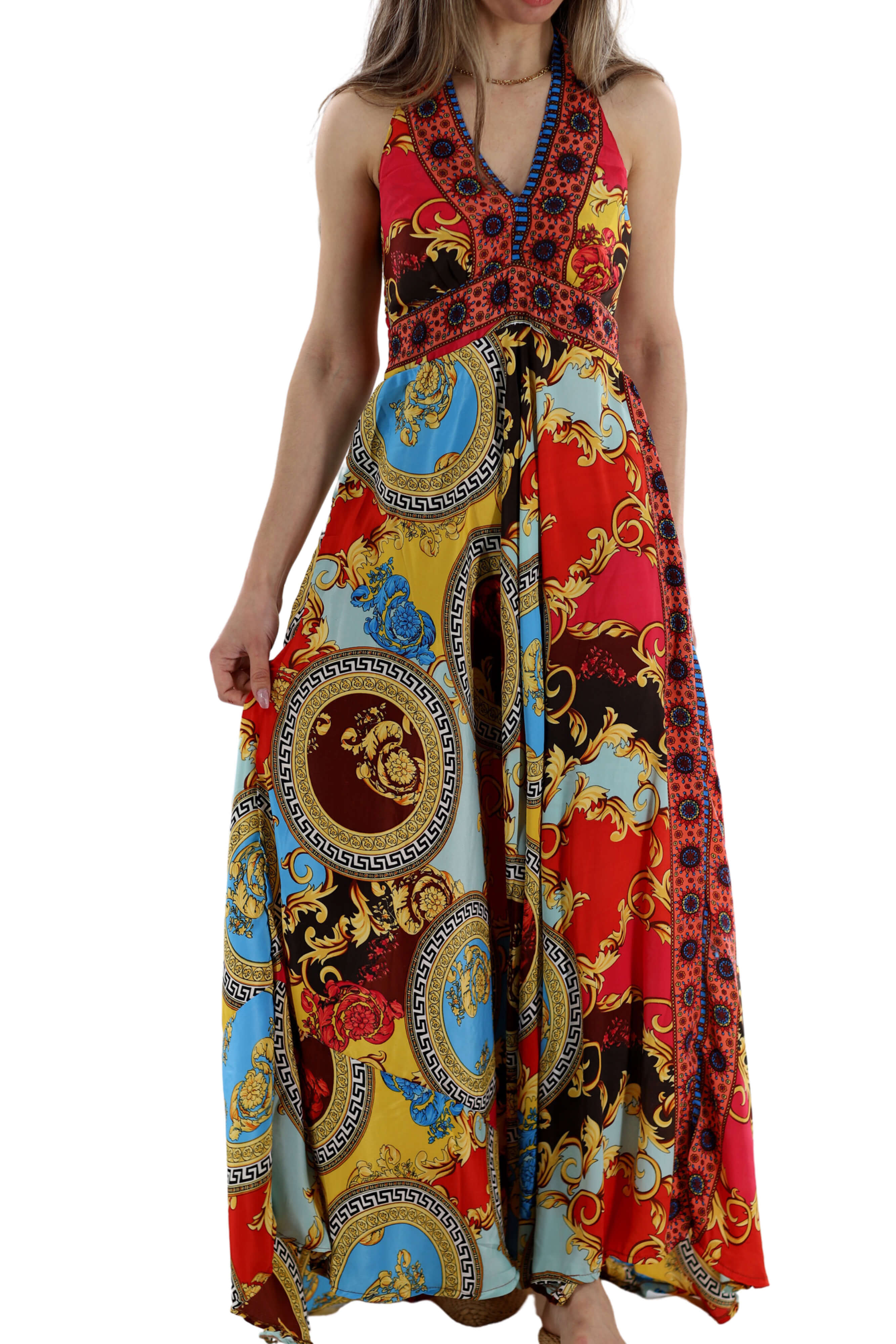Long Flowy Floral "Romina" Max dress in Yellow