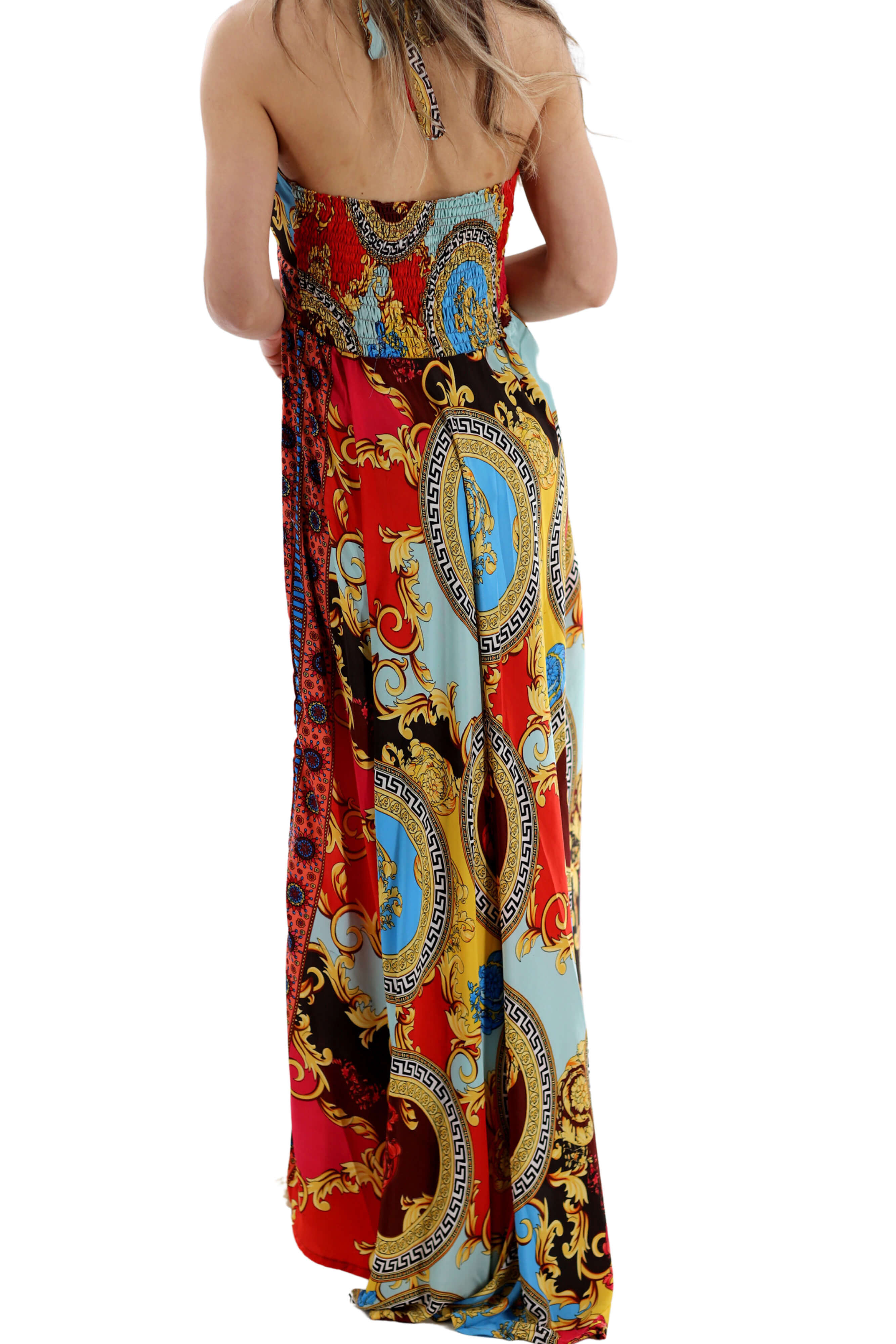 Long Flowy Floral "Romina" Max dress in Yellow