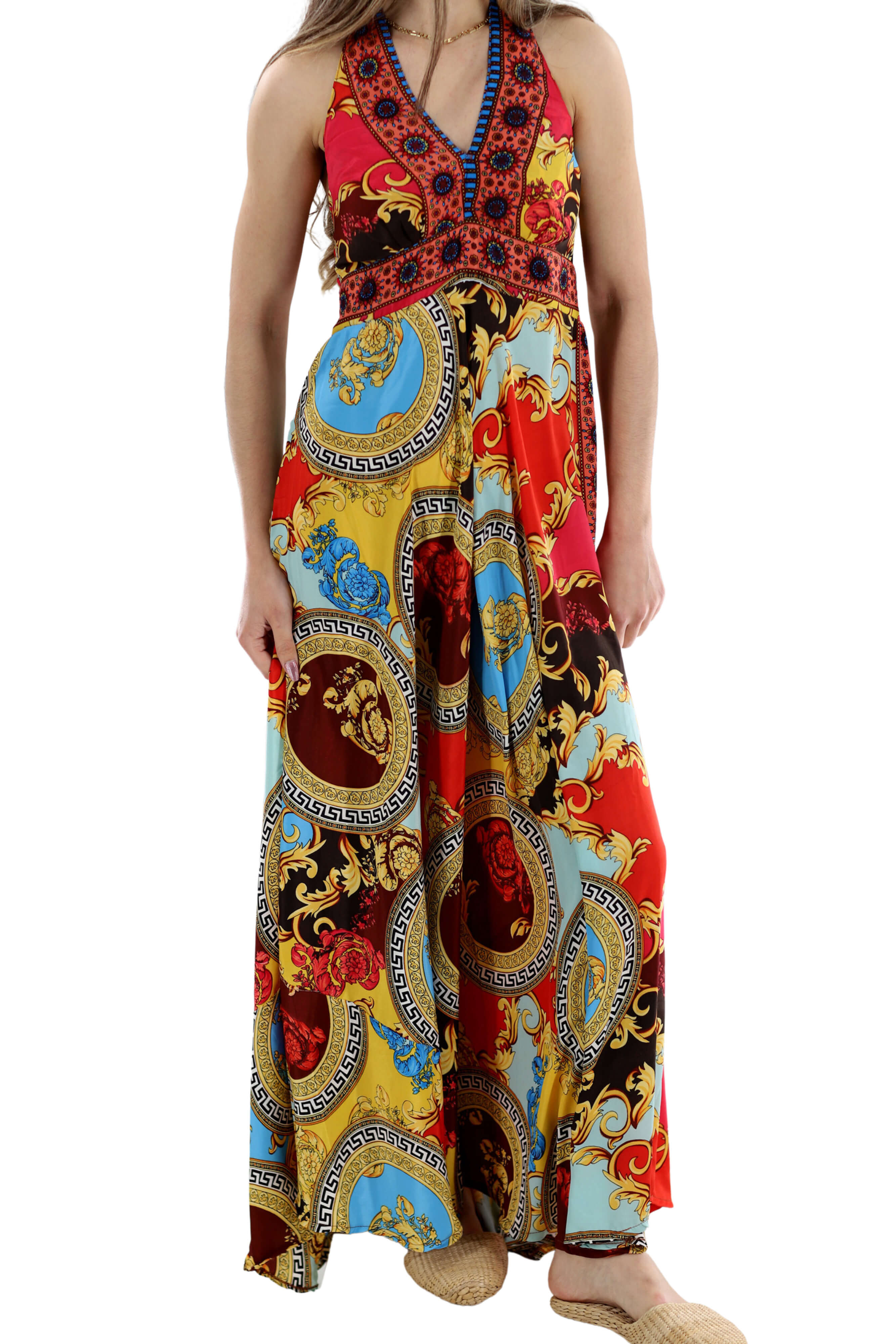 Long Flowy Floral "Romina" Max dress in Yellow