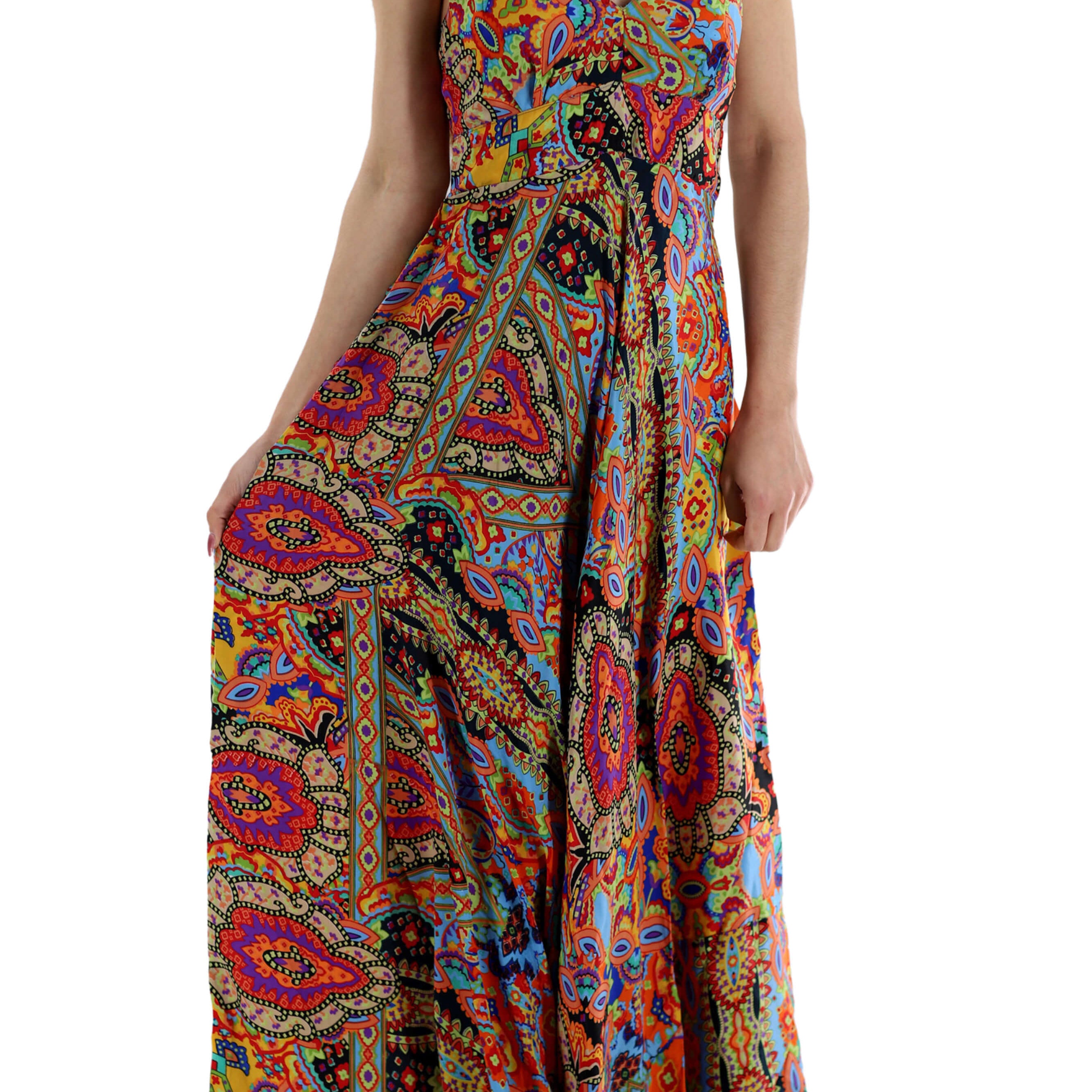 Long Flowy Floral "Romina" Maxi Dress in Multi