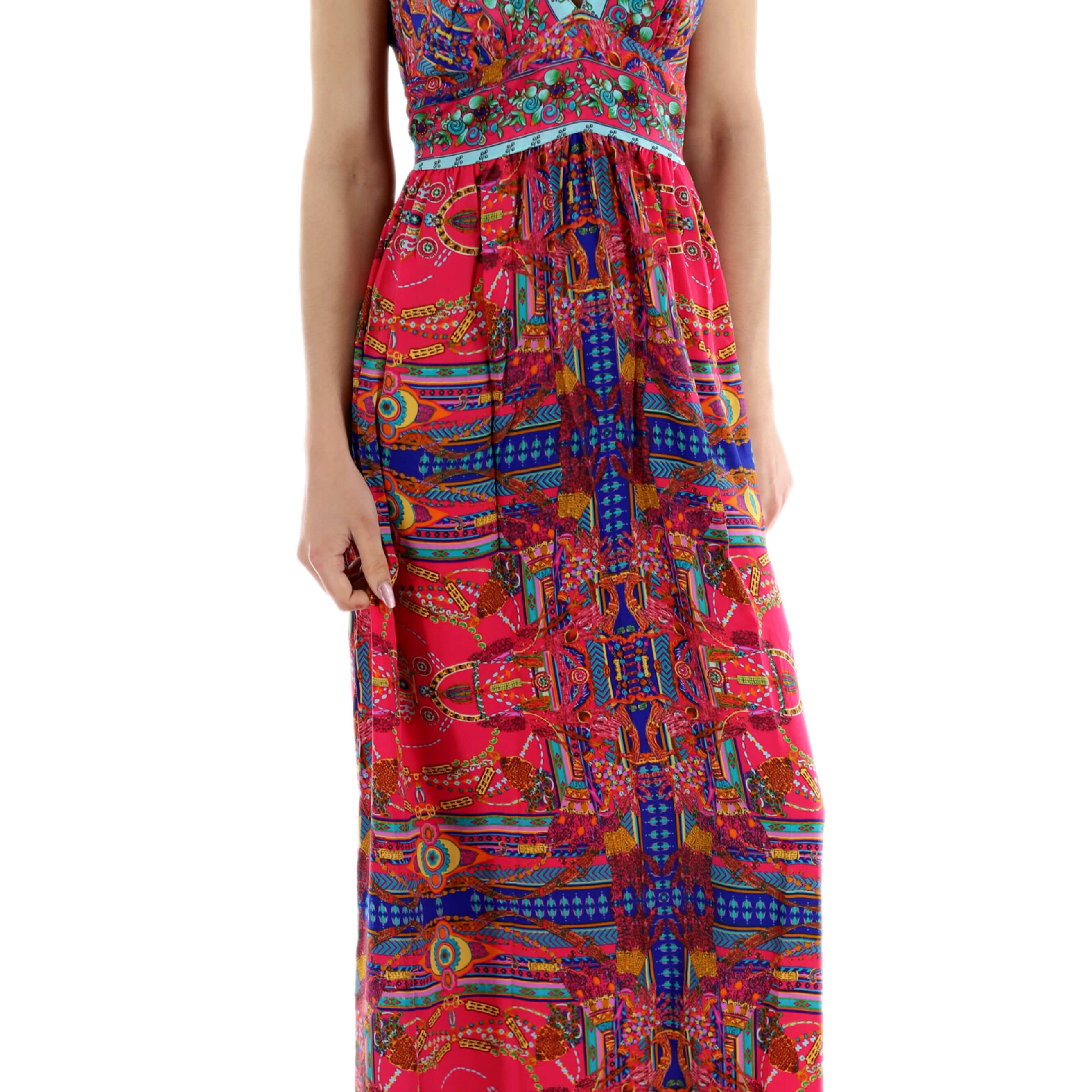 Long Flowy Floral 'Alessandra' Maxi Dress in Coral