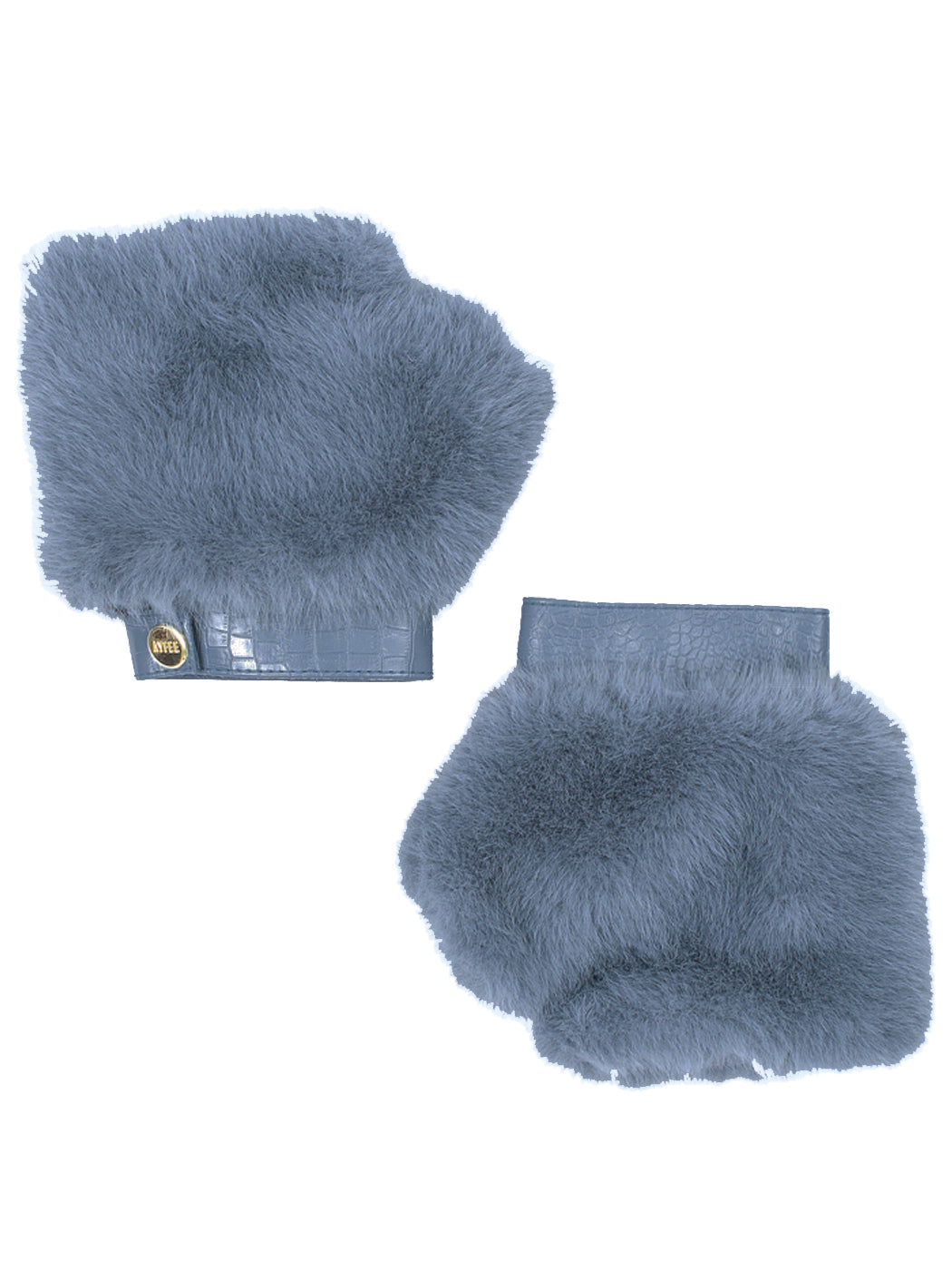Faux Fur Mittens with Leather Detail