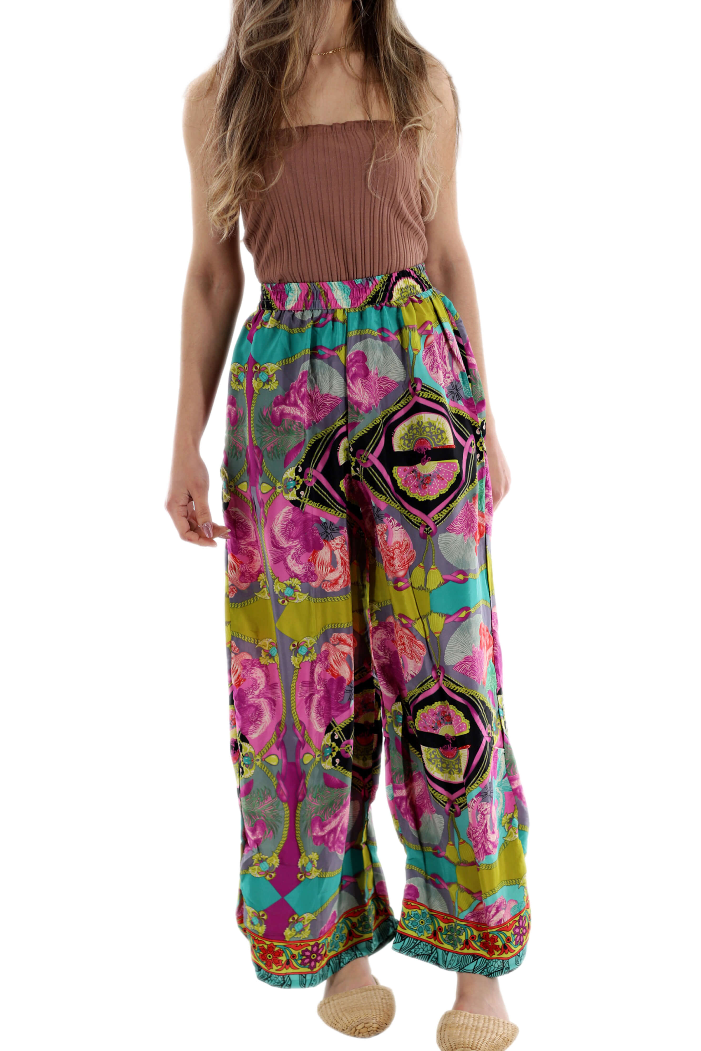 Wide Leg "Pia" Pants in Purple Multi