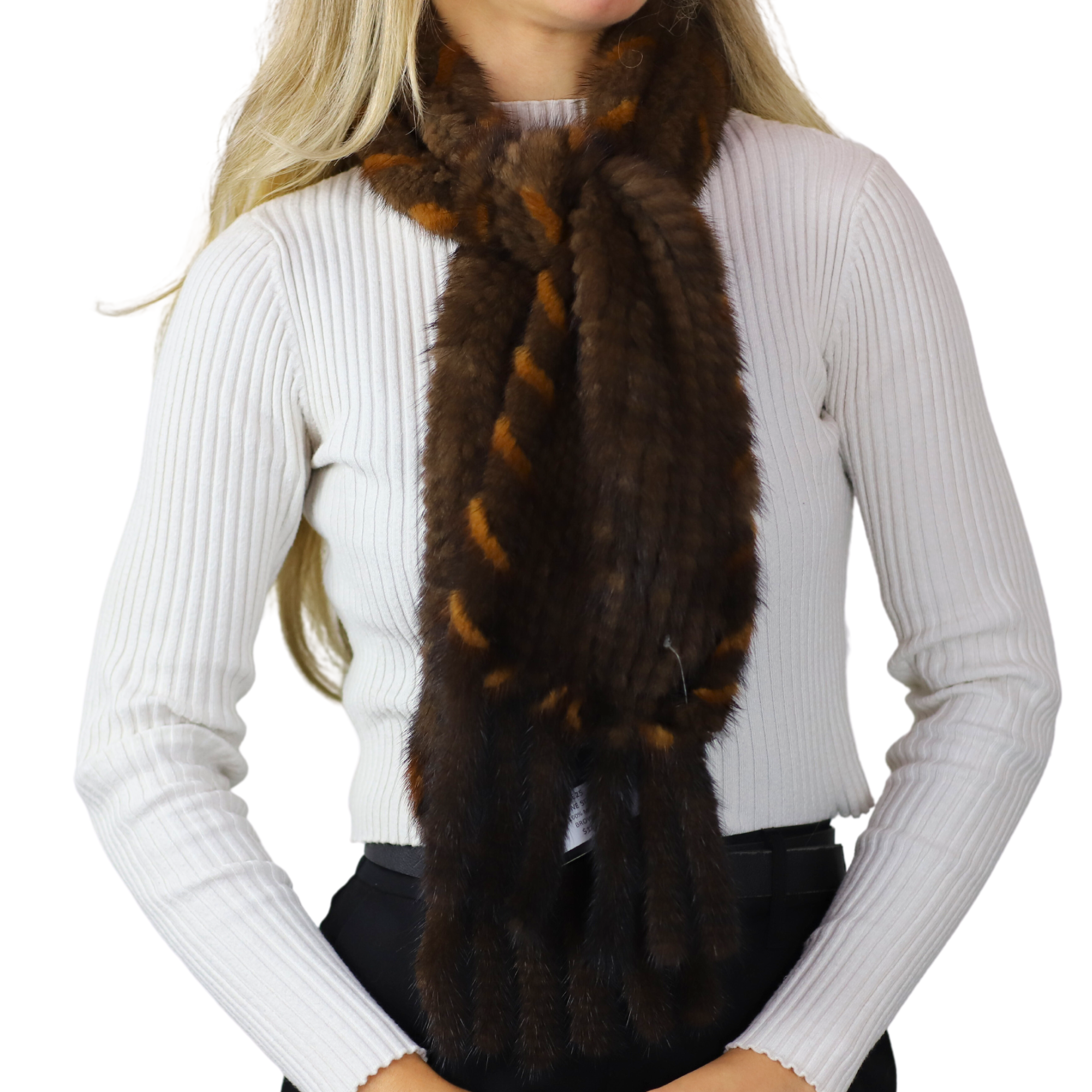 Mink Slip Through Muffler - Brown - Fur Muffler - La Fiorentina A625-BROWN