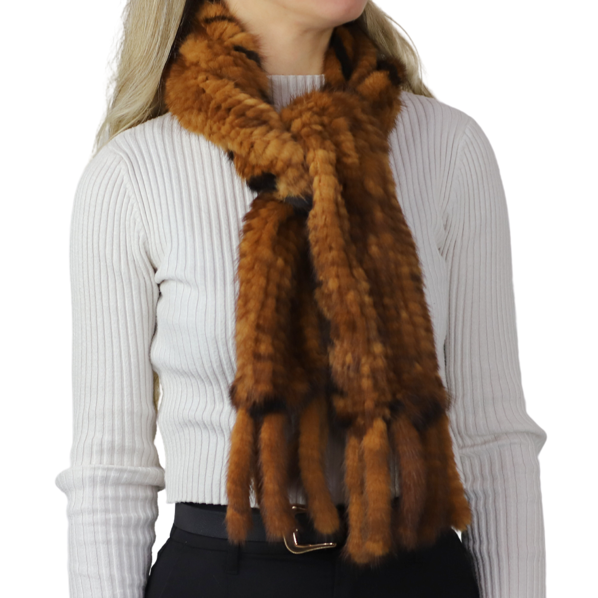 Mink Slip Through Muffler - Whiskey - Fur Muffler - La Fiorentina A625_Whiskey