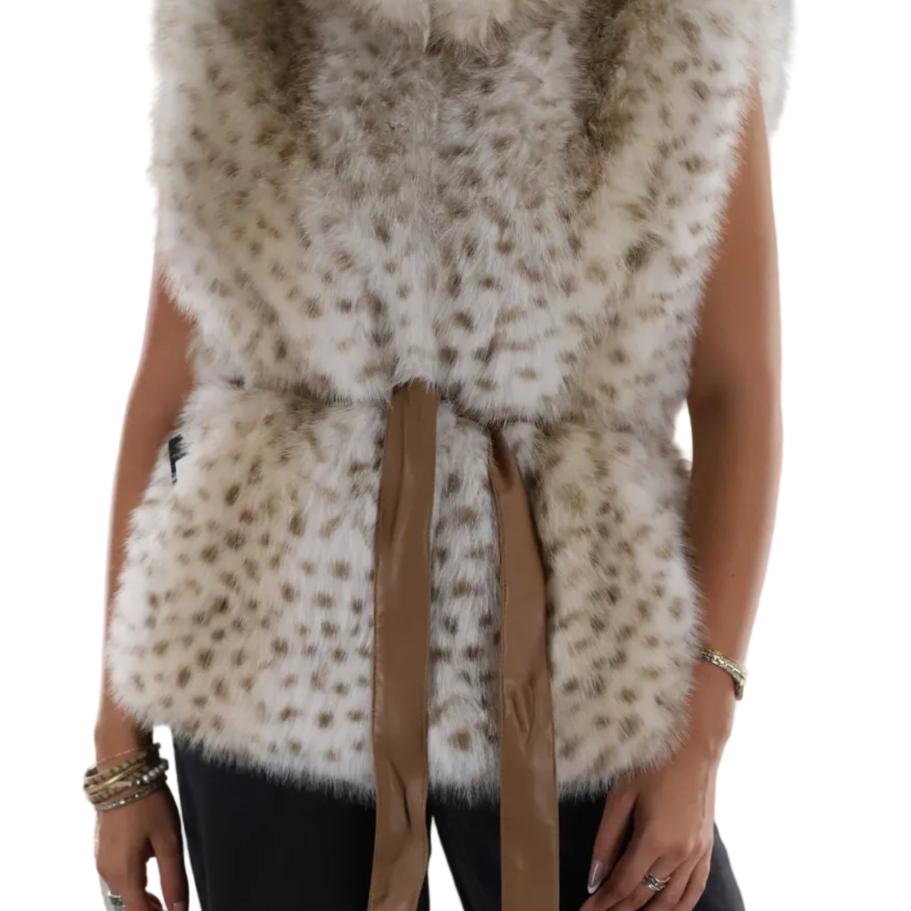 Plush Spotted Short Faux Fur Vest - AF-02-SHORT - Faux Fur Vest - La Fiorentina