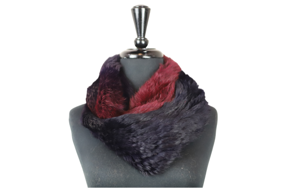Infinity Cozy Fur Muffler - Navy/Wine - Fur Muffler - La Fiorentina AXS301
