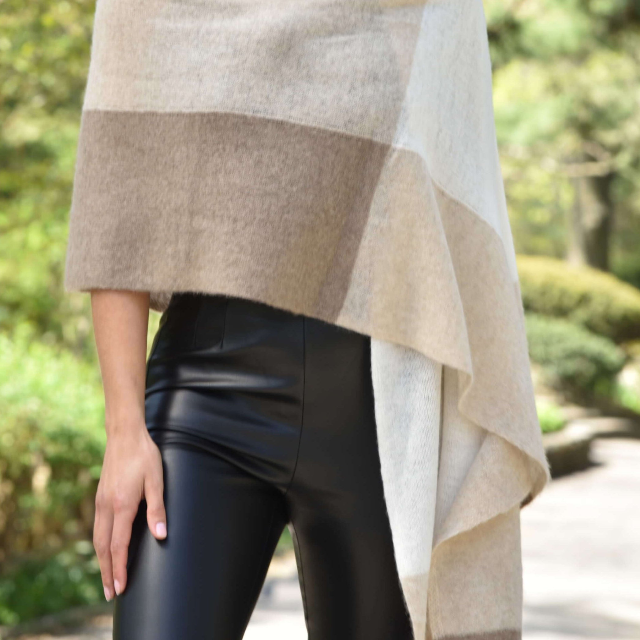 Colorblock Cashmere Blend Scarf - Beige - One Size (26x80 inches) - Scarf - La Fiorentina 19A-090-BEIGE