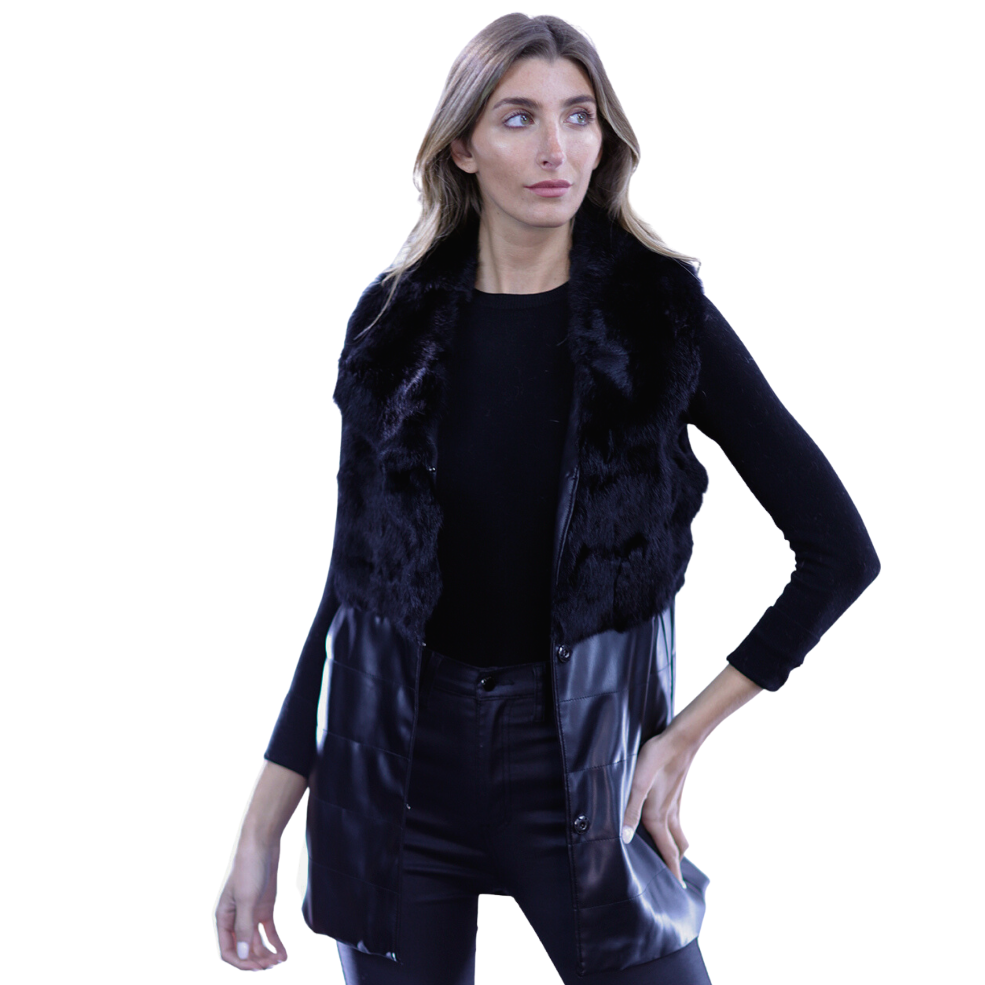 Fur Vest- Black - Fur Vest - La Fiorentina BJ037