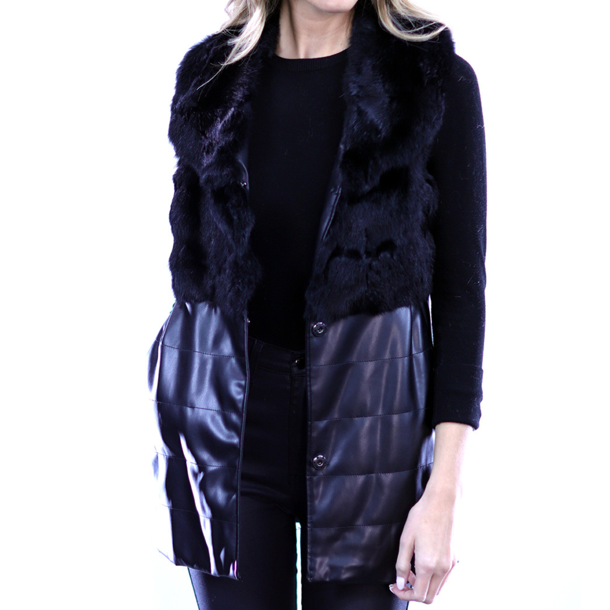 Fur Vest- Black - Fur Vest - La Fiorentina BJ037