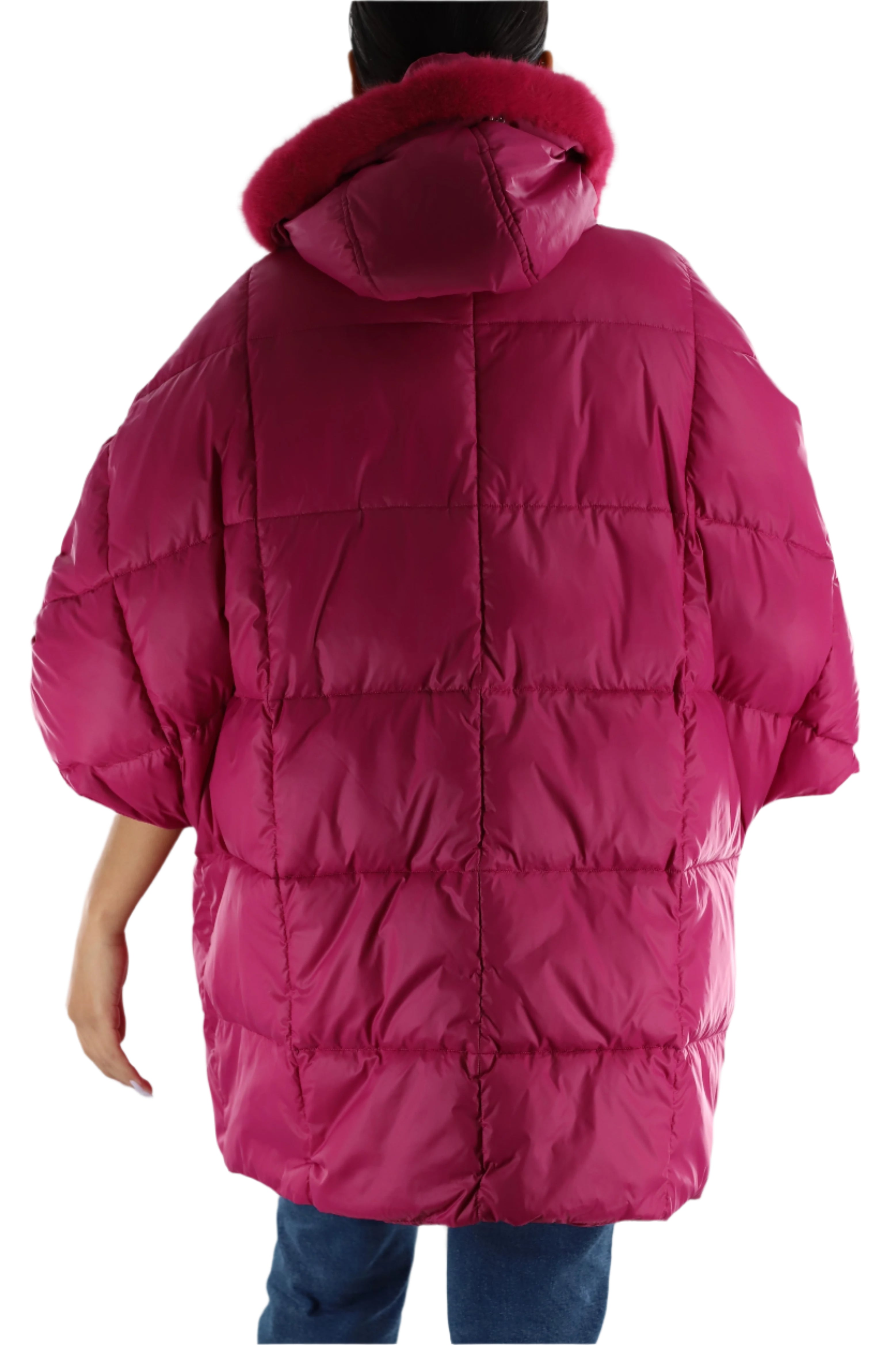 Puffer jacket with faux fur scarf