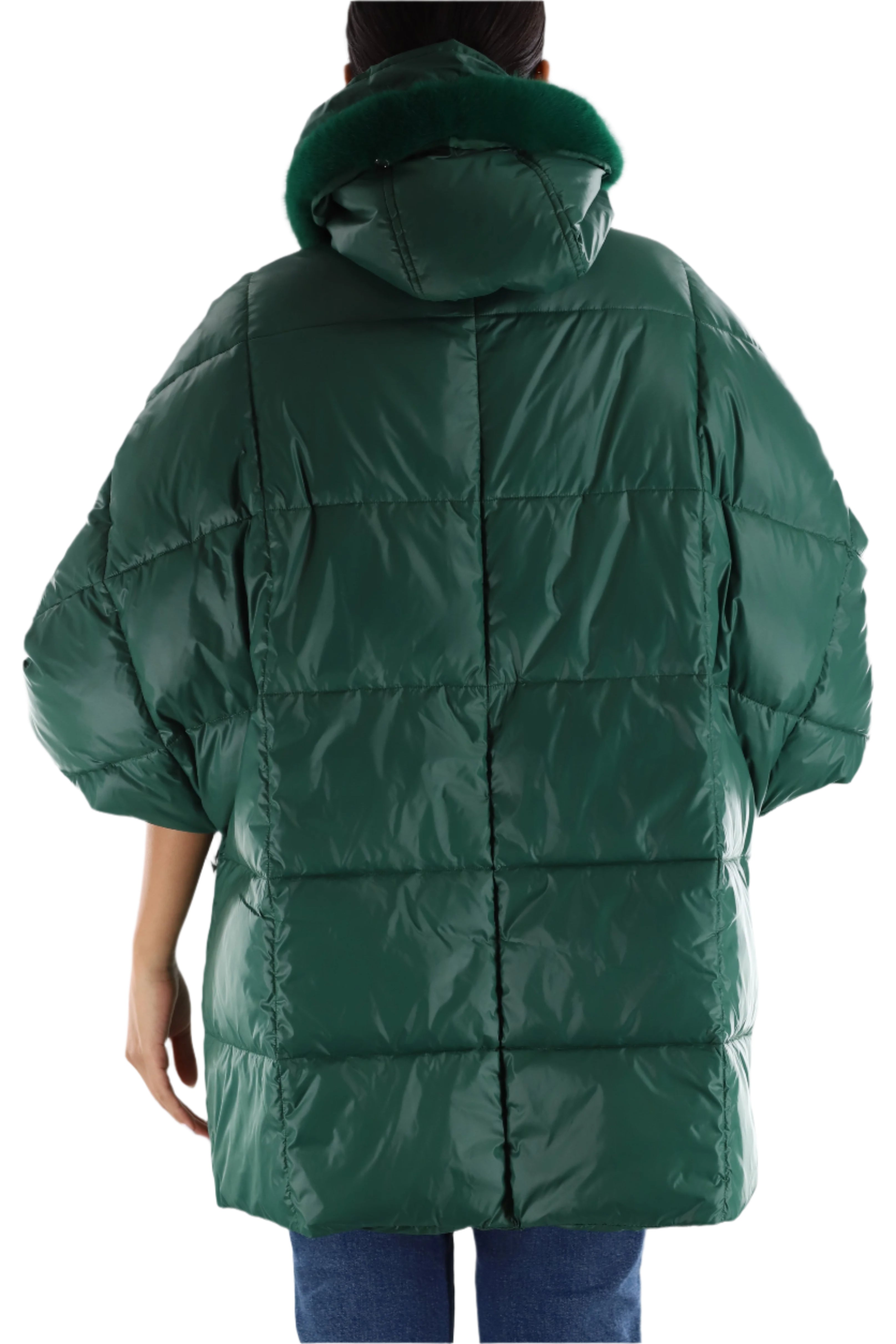 Puffer jacket with faux fur scarf