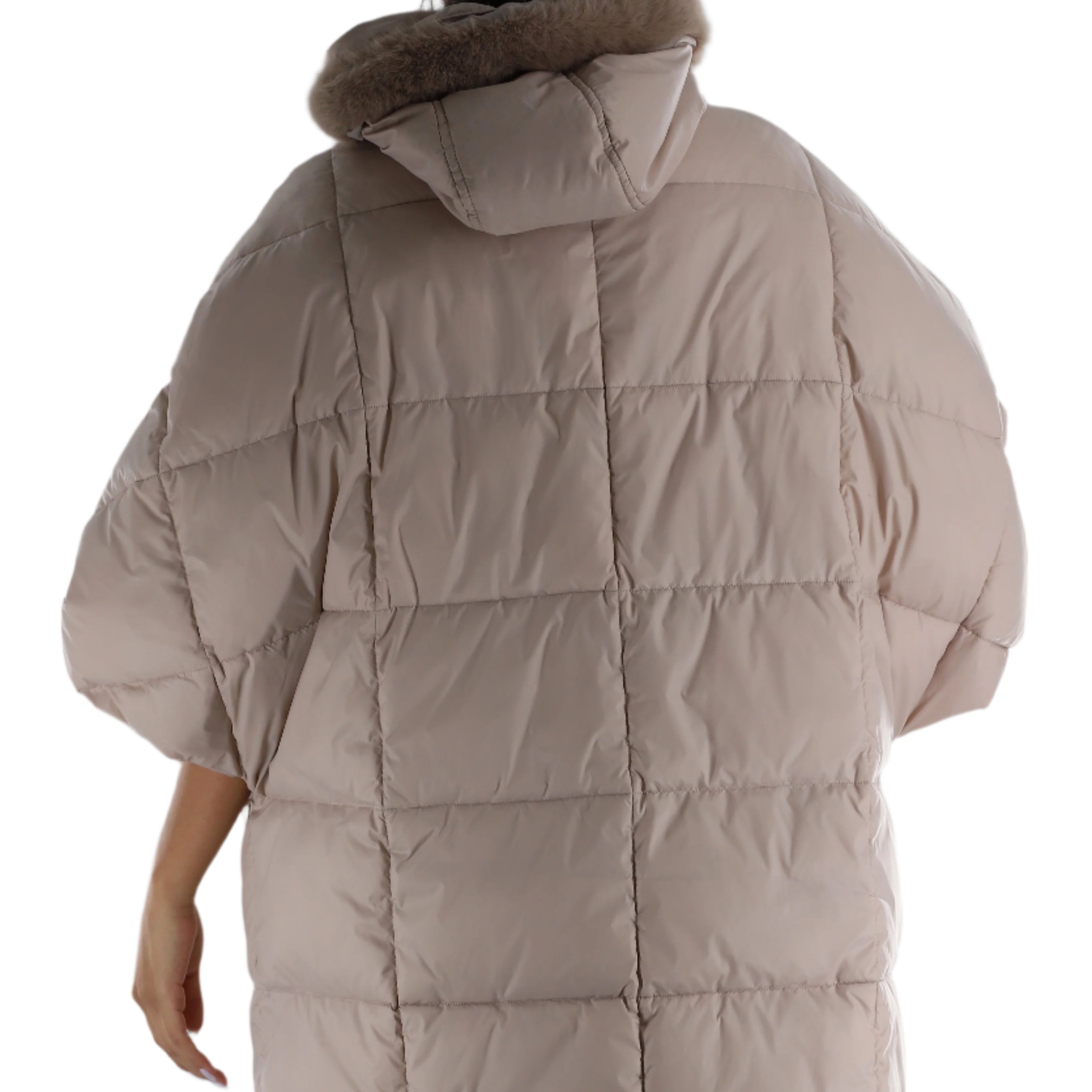 Puffer jacket with faux fur scarf