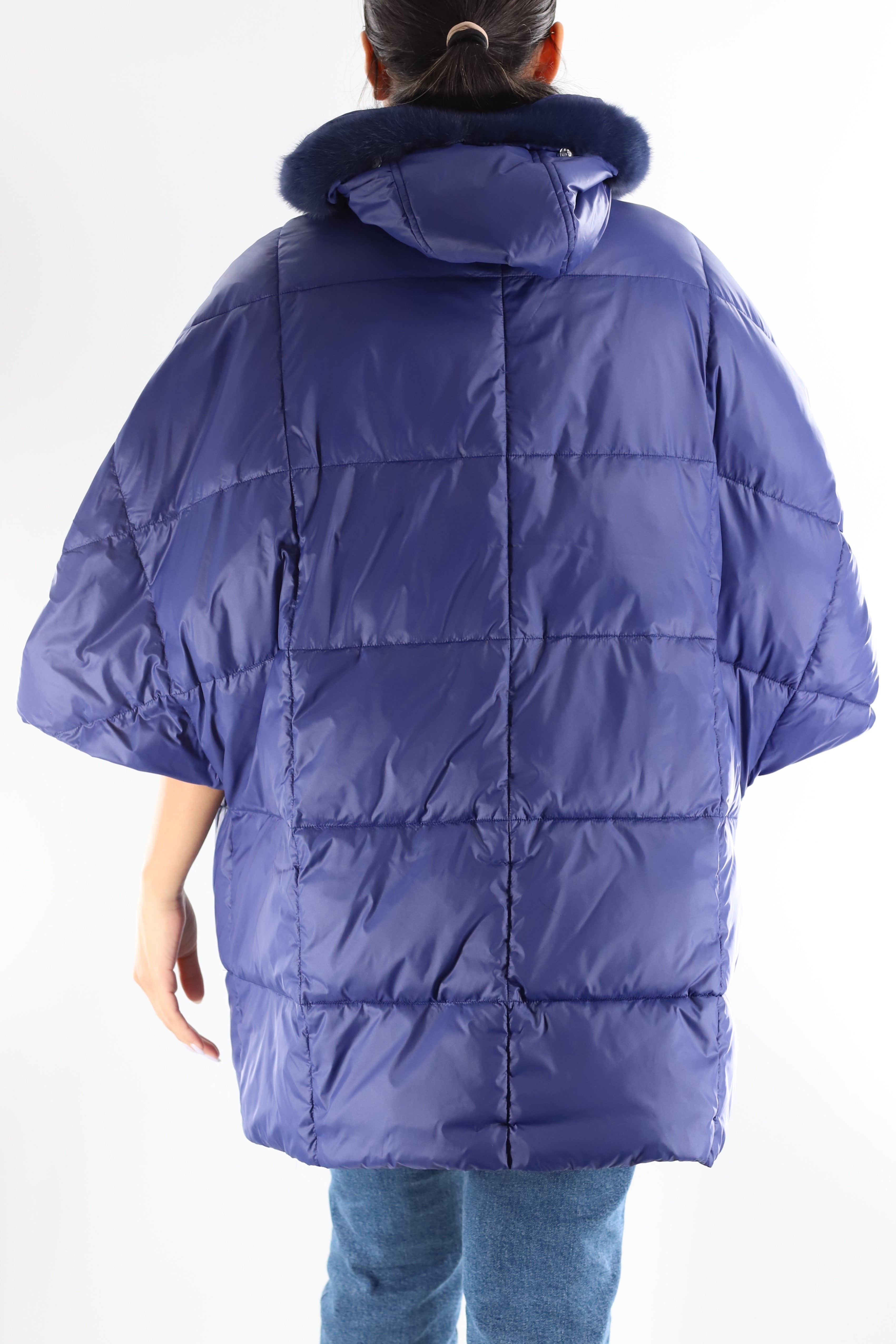 Puffer jacket with faux fur scarf